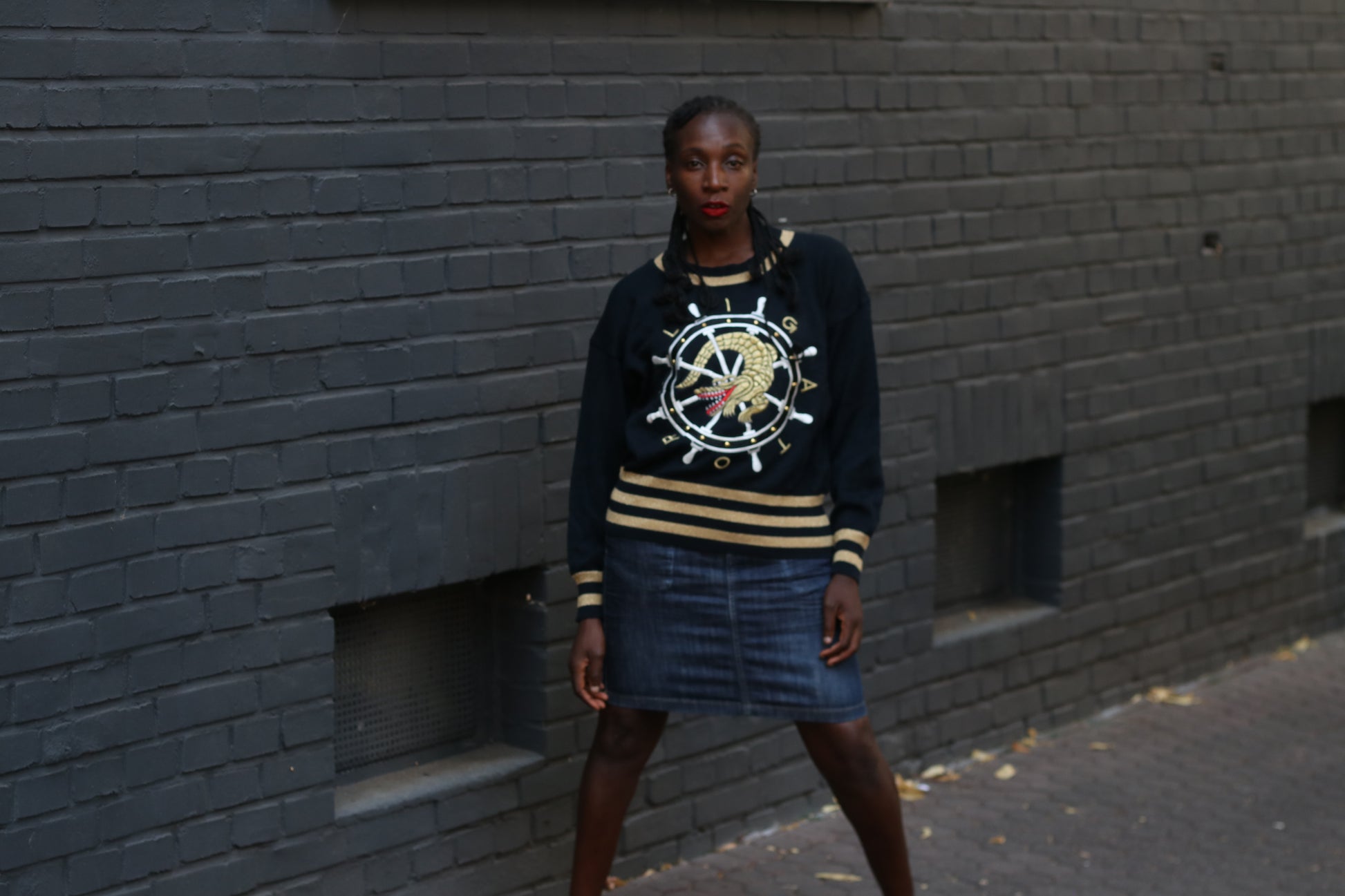 Vintage Escada Alligator Sweater | 80s Nautical Knit Jumper - M