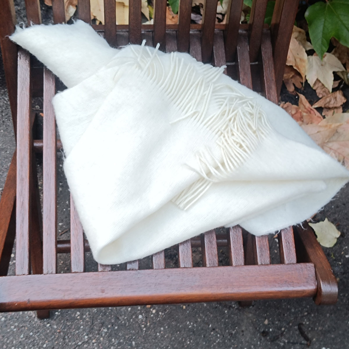 Vintage Soft Scarf - Off White Fringed Wrap | Cream Winter Shawl
