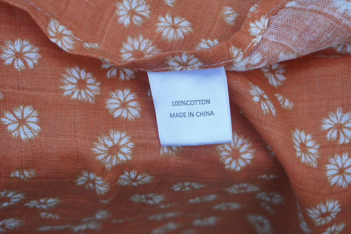 Vintage Y2K Orange Floral Daisy Cotton Bandana Head Scarf