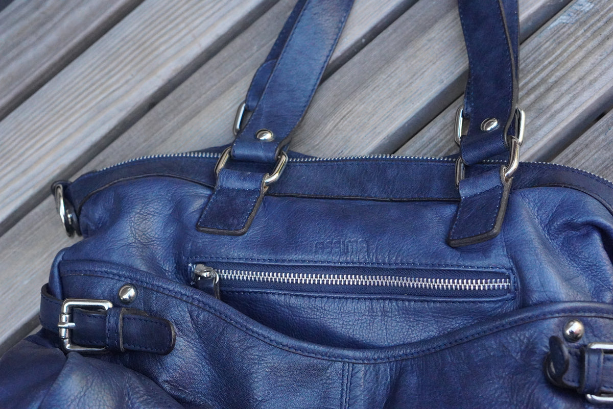 Leather Shoulder Bag - 2000s Y2K Indie Sleaze Style - Navy Blue | One Size