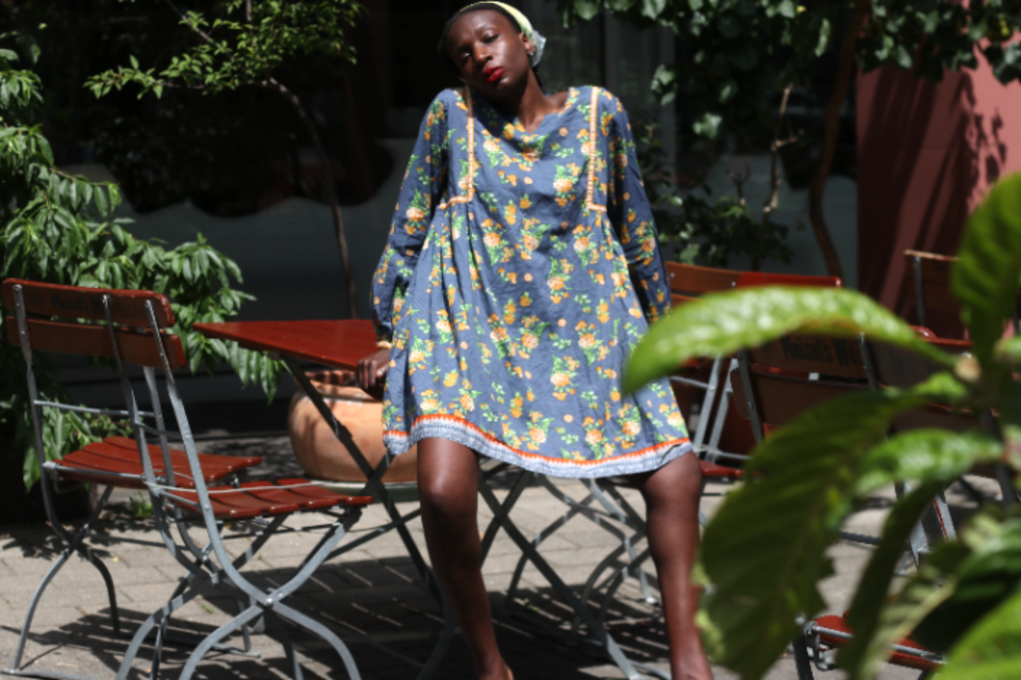 Blue Floral Babydoll Smock Mini Dress - Retro 70s Style by Sapphire