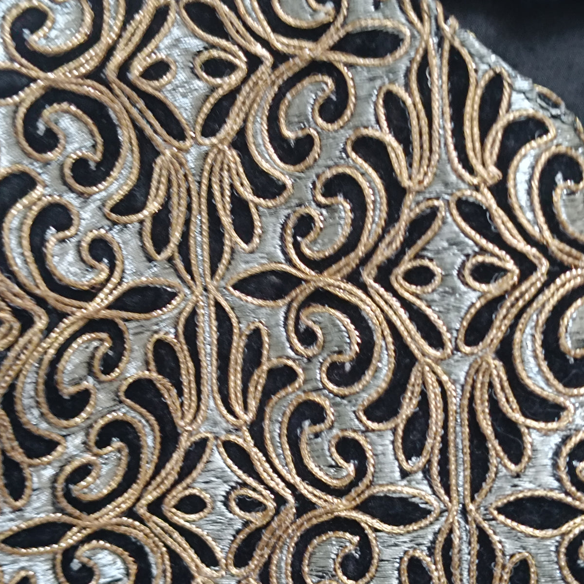 Vintage Gold Embroidery Vest Coat - 90s Metallic Brocade Long Waistcoat | M