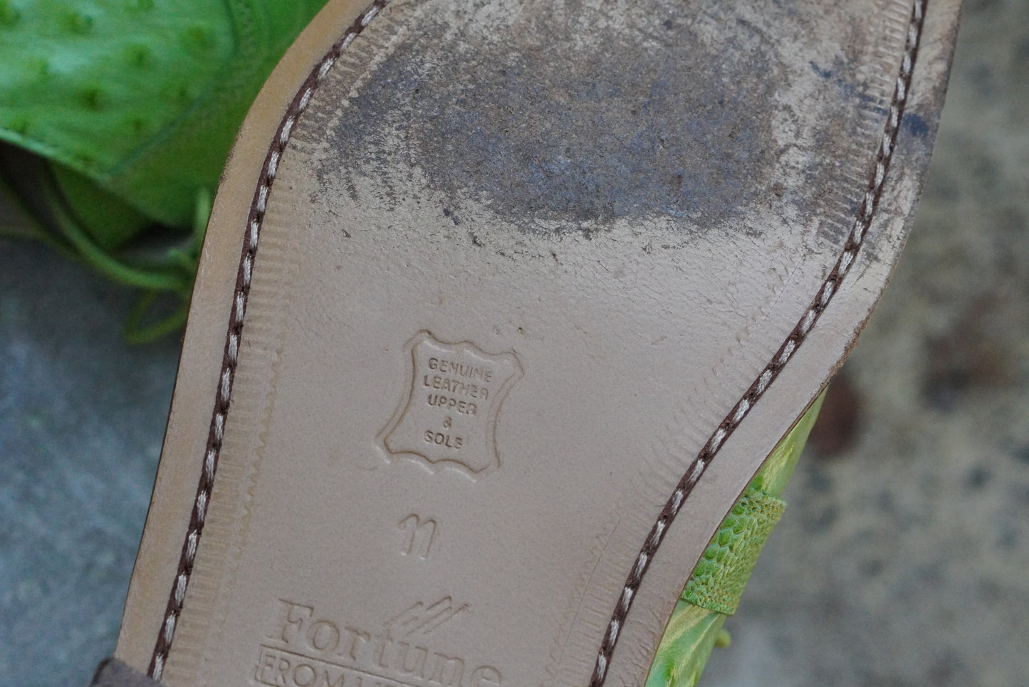 Men's Lime Green Genuine Leather Lace-Up Dress Shoes - Size 11