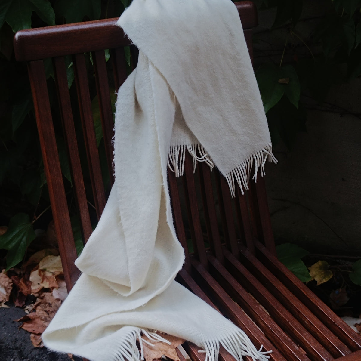 Vintage Soft Scarf - Off White Fringed Wrap | Cream Winter Shawl