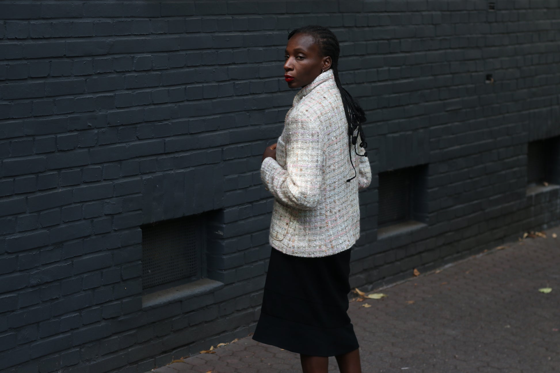 90s Tweed Blazer - Vintage Cream  Création Avance Wool Blend Jacket - M/L