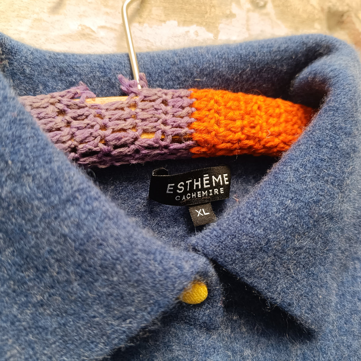 Vintage Blue Cashmere Cardigan | 90s Collared Sweater S