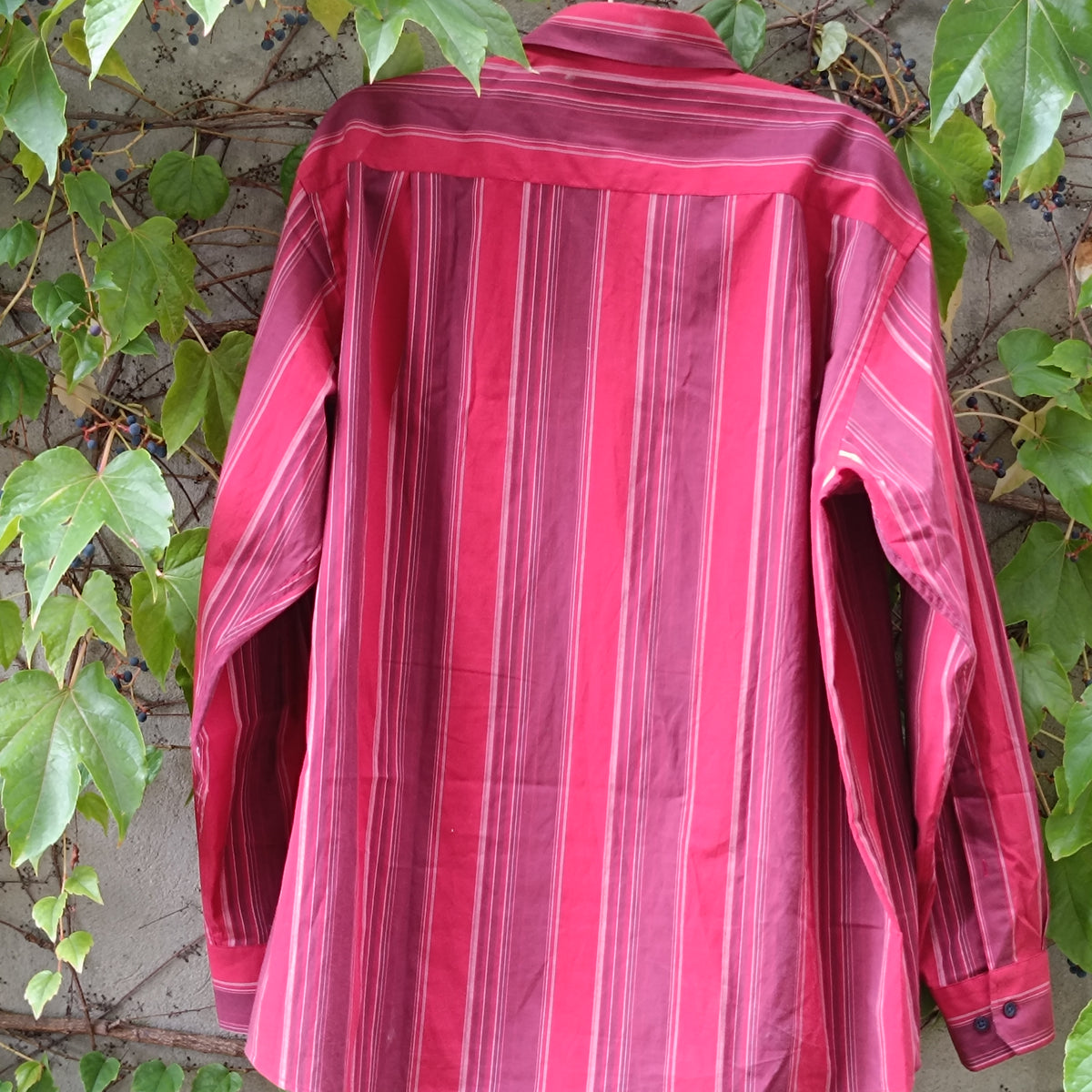 Vintage Striped Shirt - 90s Red Cotton Blend Unisex Christian Berg Button Up - M/L