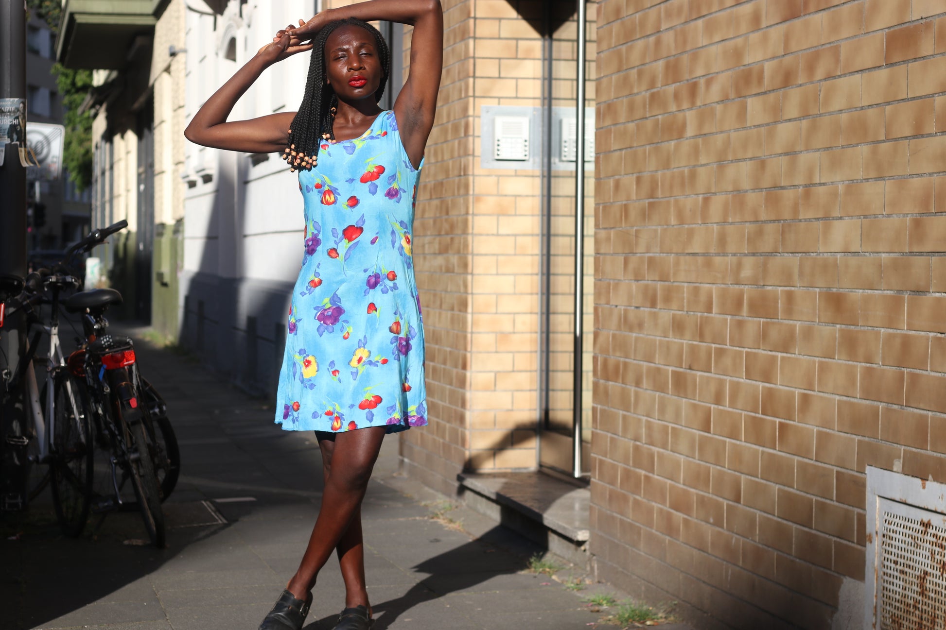 Vintage 90s Floral Dress Blue Sleeveless Summer Sundress Mini Dress Grunge Cute