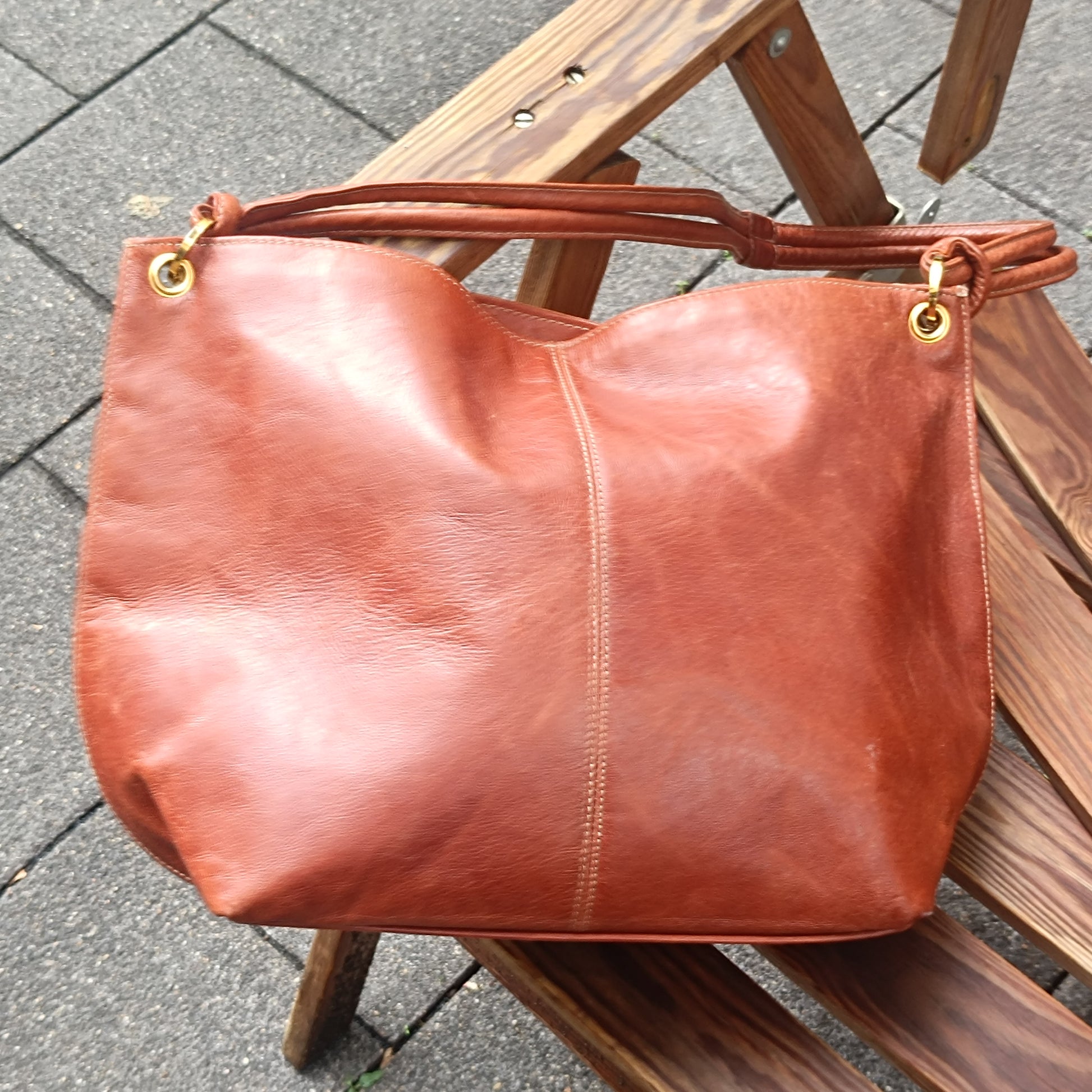 Suede Shoulder Bag - Vintage 80s Patchwork Tote - Brown Cream | Medium