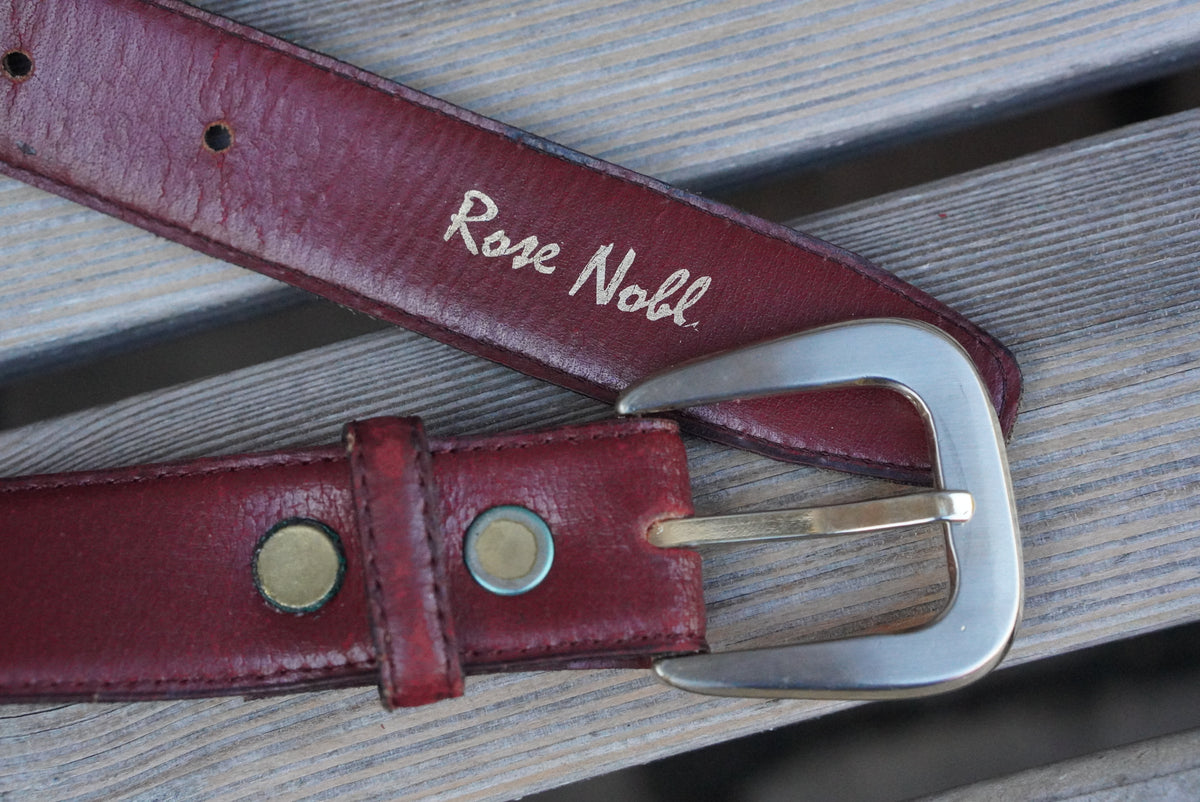 Rose Noll Burgundy Leather Belt with Silver Buckle