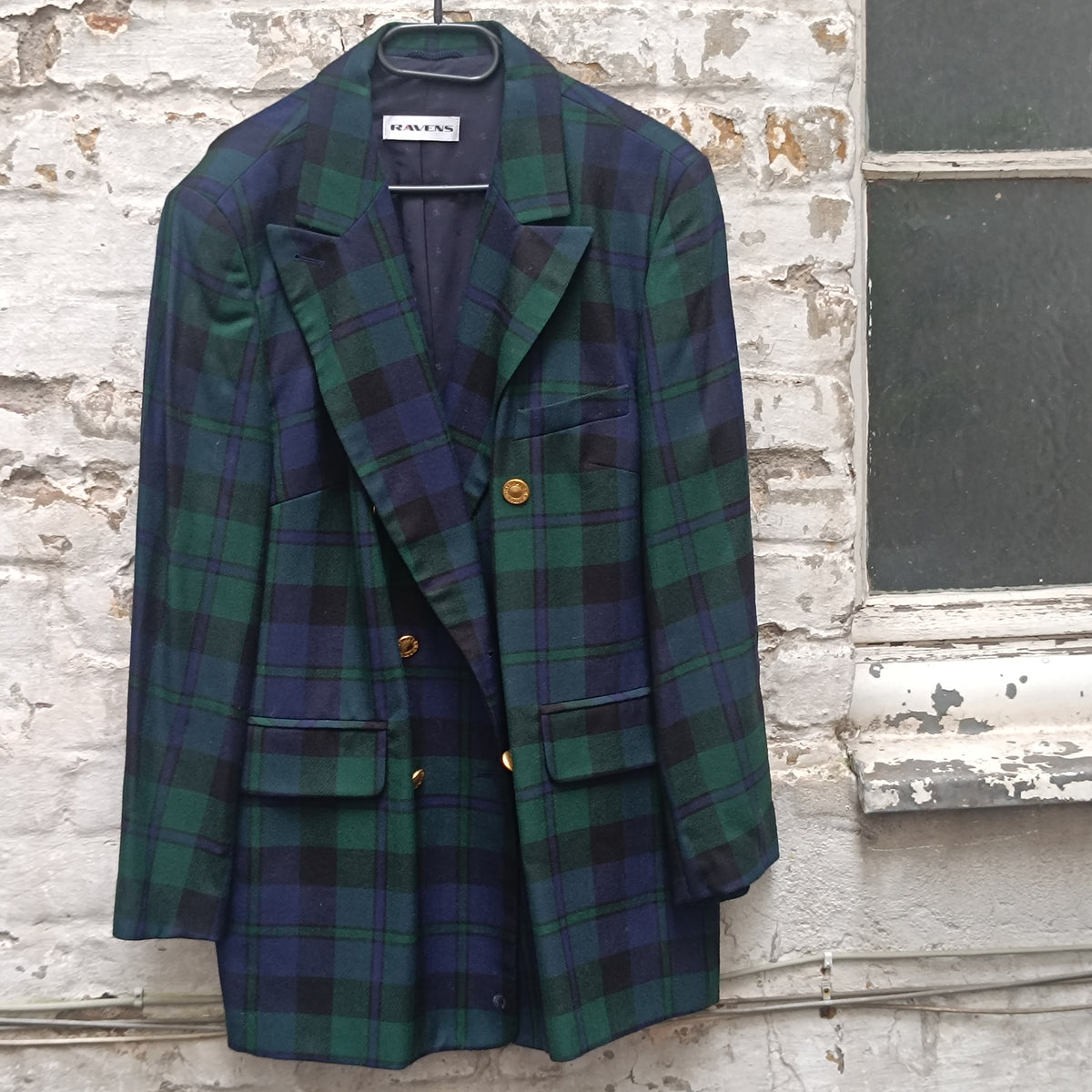 Plaid Wool Blazer | Vintage 80s 90s Black Watch Tartan Jacket L