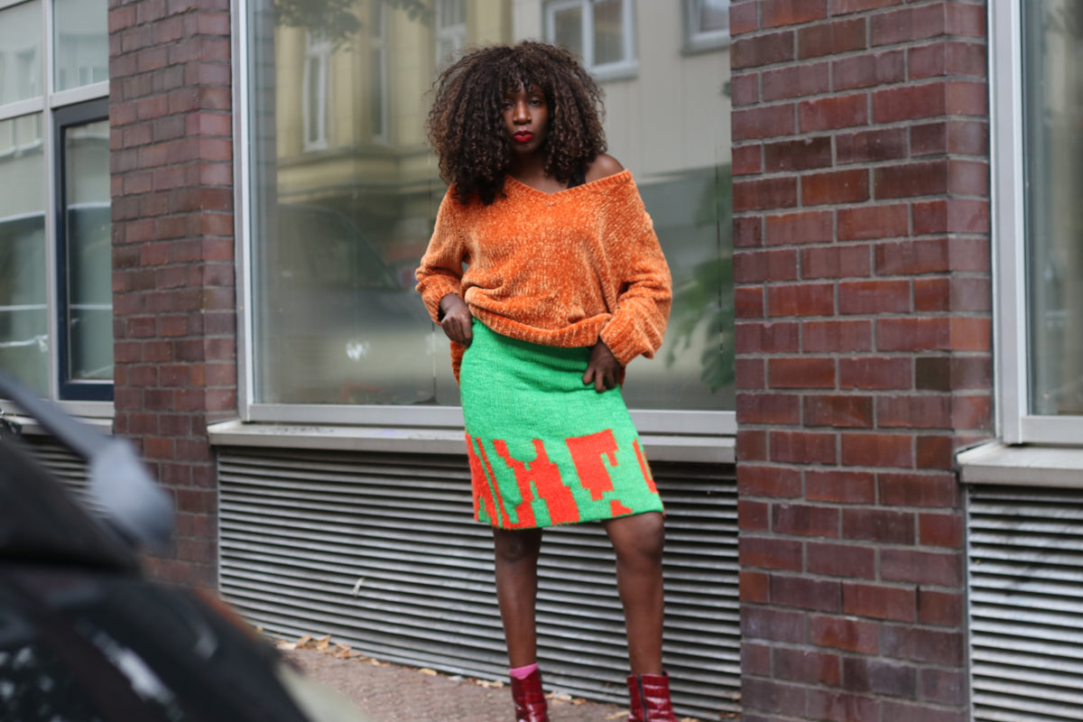 JW Anderson Strawberry Knit Mini Skirt Green Red Size S