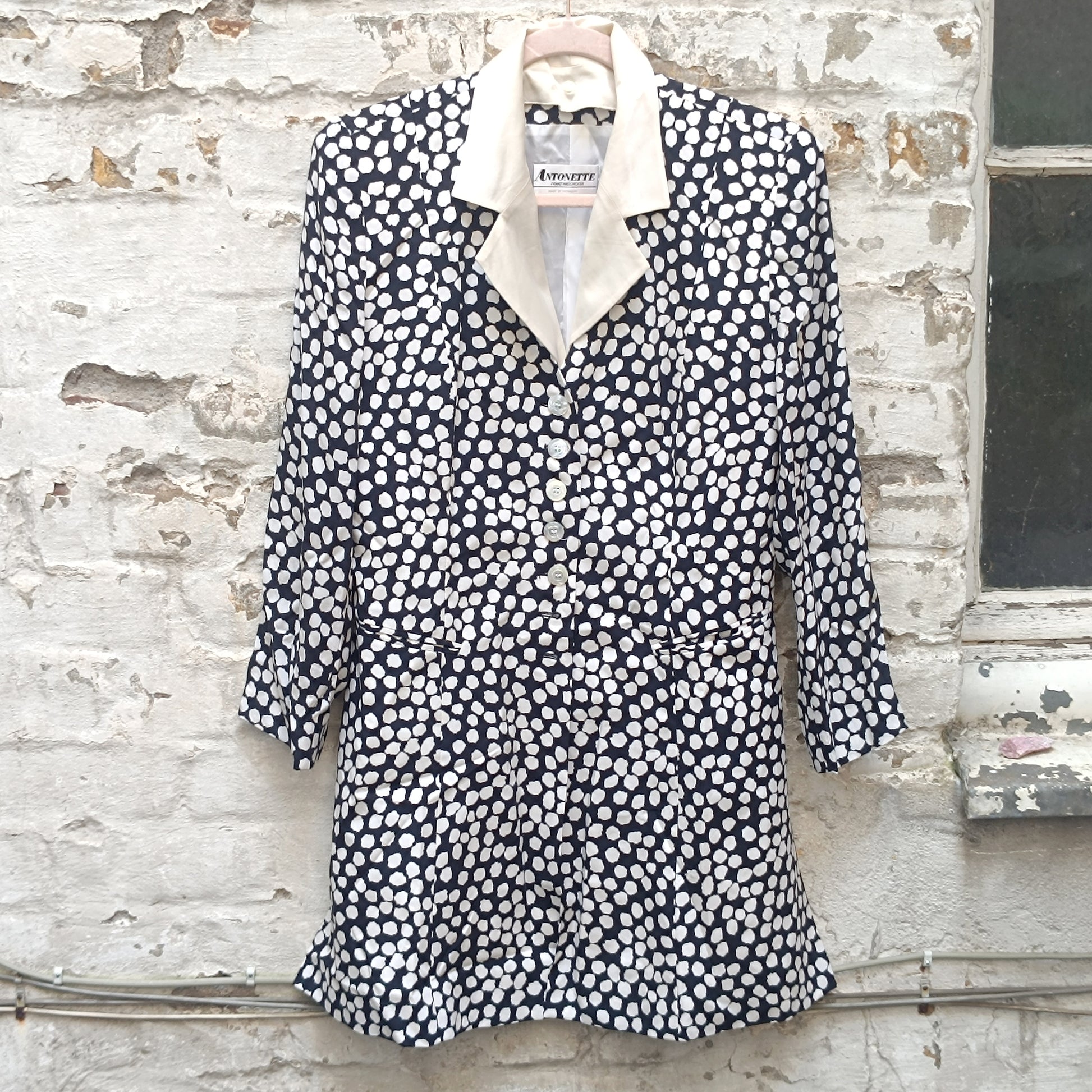 Antonette Vintage 90s Silk Polka Dot Blazer Dress - Made in Germany