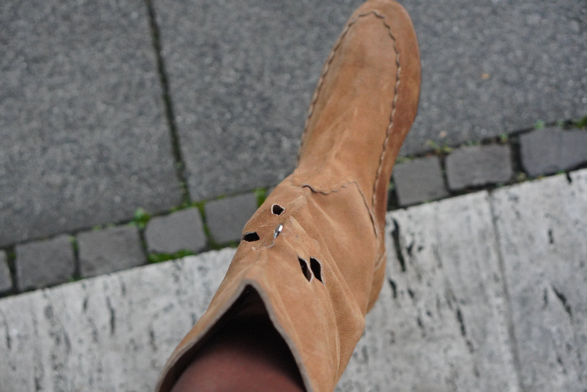 Vintage Boots | Y2K Boho Suede Slouchy Boots | Tan Camel EU 39