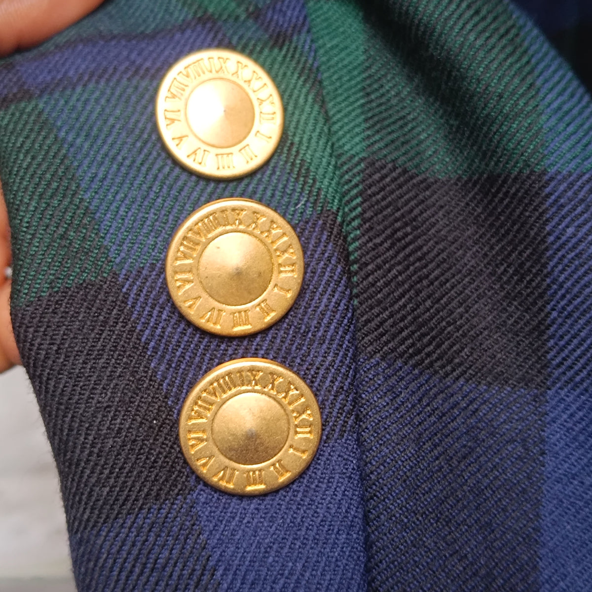 Plaid Wool Blazer | Vintage 80s 90s Black Watch Tartan Jacket L