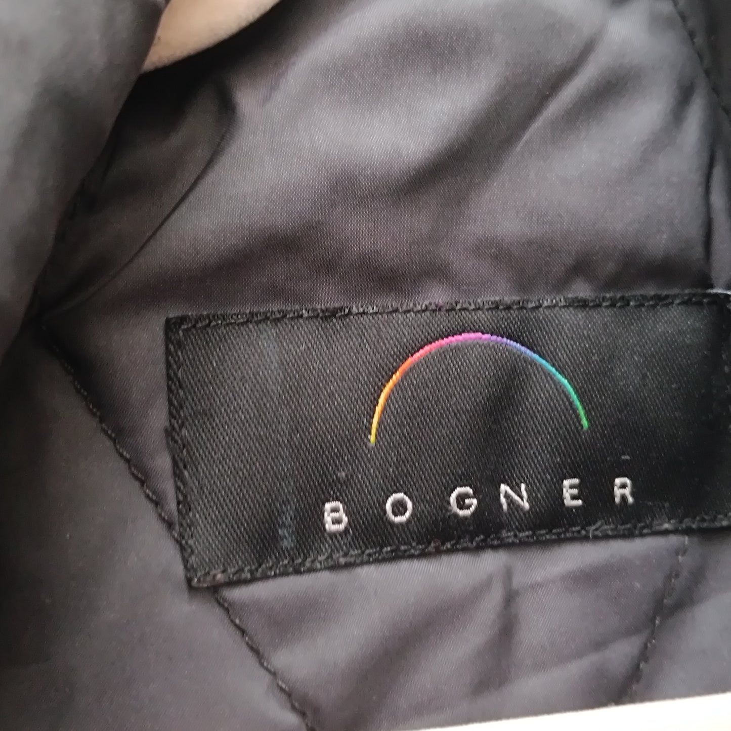 Bogner Black Velvet Quilted Jacket with Gold Zip Accents