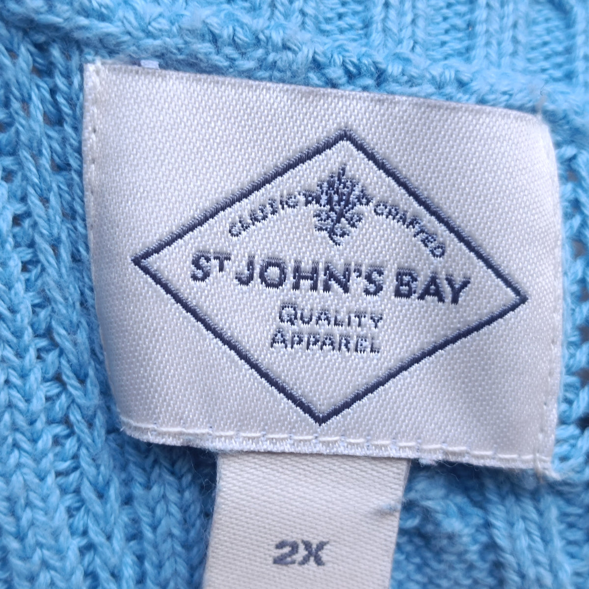 St John's Bay V-Neck Cable Knit Sweater | Y2k Sky Blue Jumper
