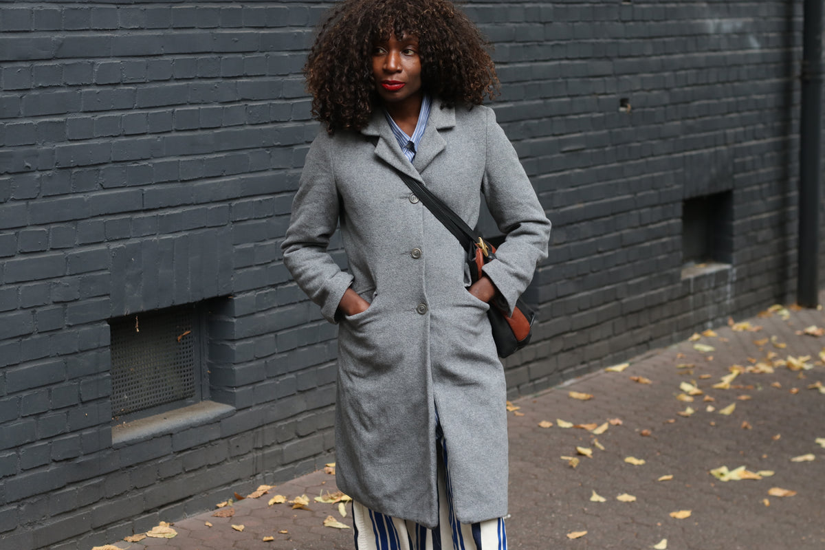 Vintage Grey Wool Coat | 90s Heine Cashmere Blend Overcoat | S
