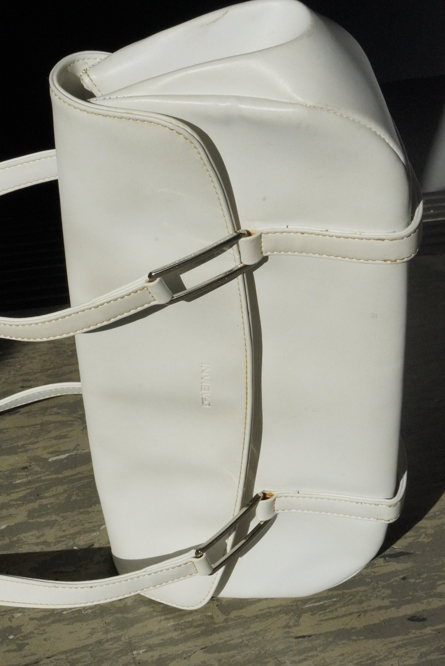 Vintage C Fabiani White Bag 90s Minimalist East West Shoulder Purse Retro Handbag