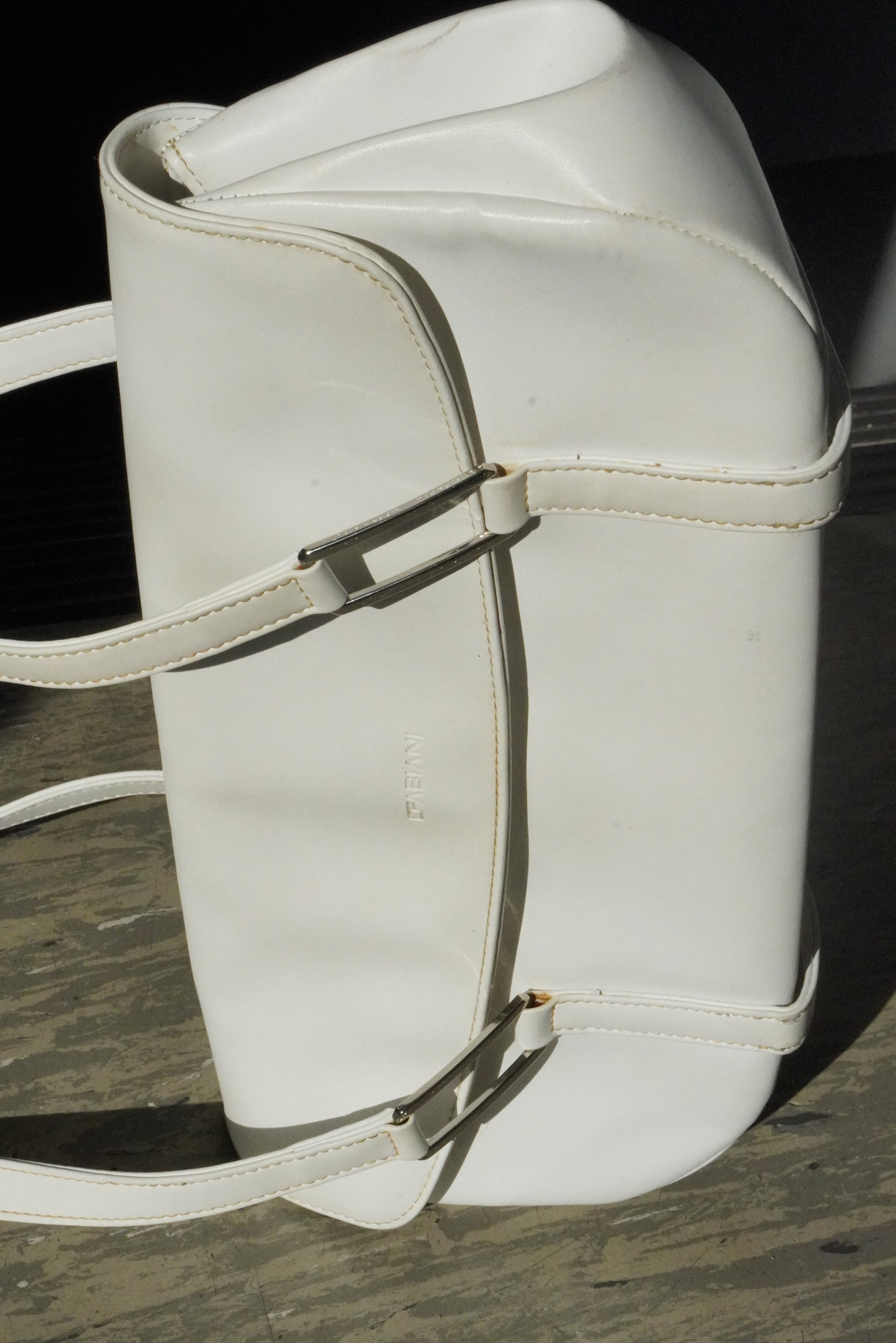 Vintage C Fabiani White Bag 90s Minimalist East West Shoulder Purse Retro Handbag