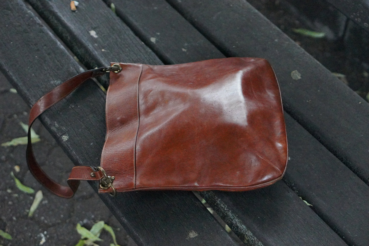 Vintage Etienne Aigner Brown Leather Shoulder Bag 1970s Boho Crossbody Purse
