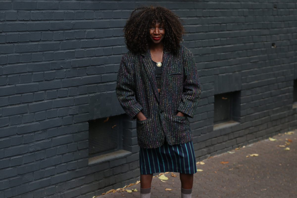 Vintage Wool Tweed Blazer | 80s 90s Rainbow Confetti Coat | M/L