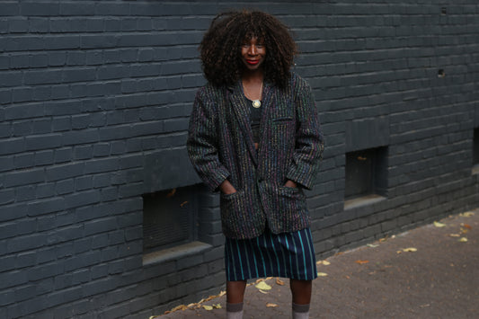 Vintage Wool Tweed Blazer | 80s 90s Rainbow Confetti Coat | M/L