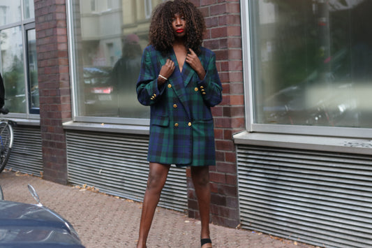 Plaid Wool Blazer | Vintage 80s 90s Black Watch Tartan Jacket L