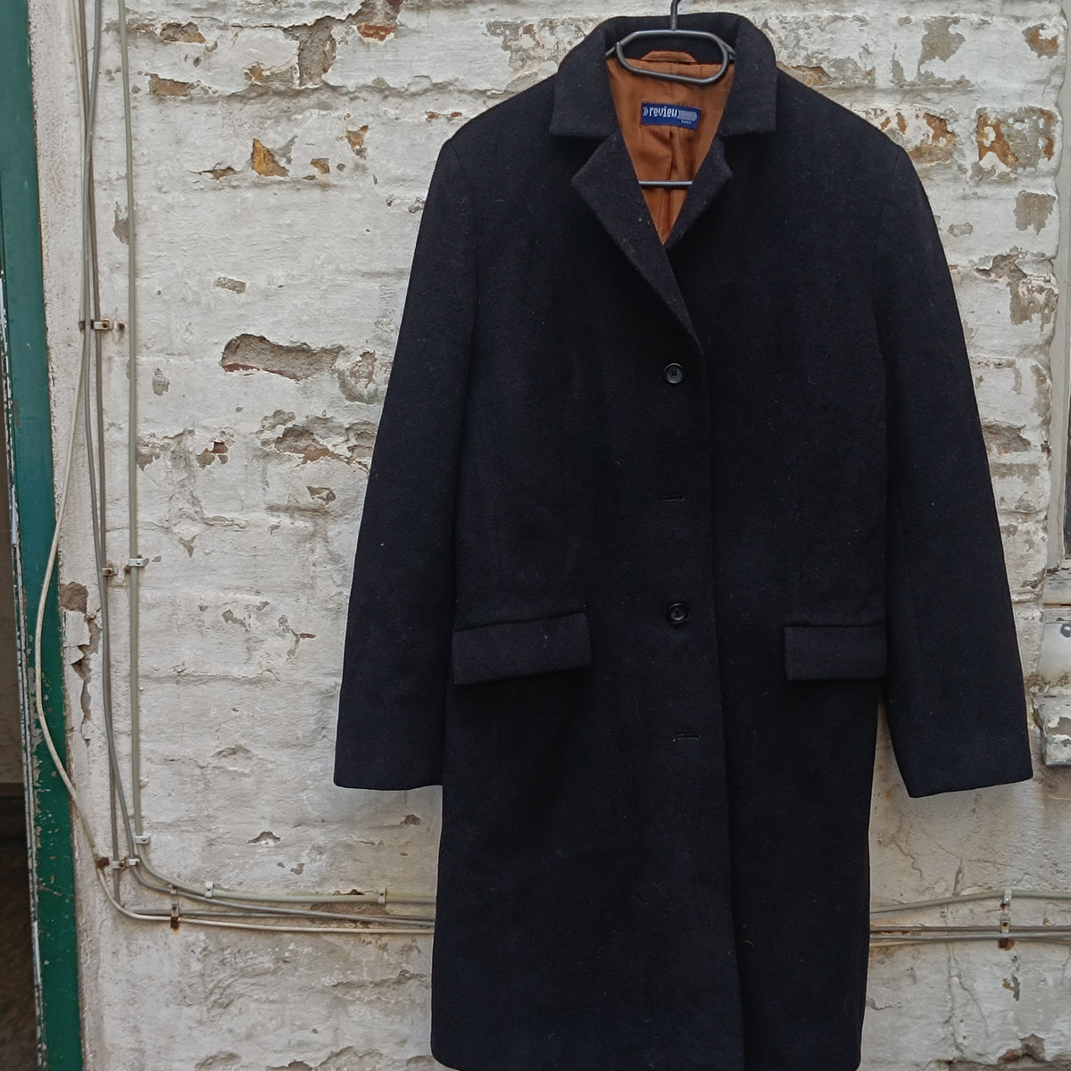 Vintage Wool Cashmere Overcoat | 90s Minimalist Black Long Coat M