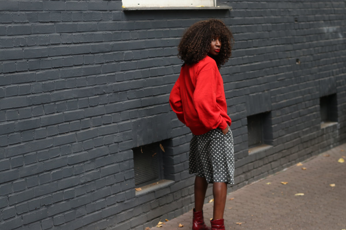Vintage Red Wool Sweater | 80s Minimalist Knit Jumper | Bright Red Pullover
