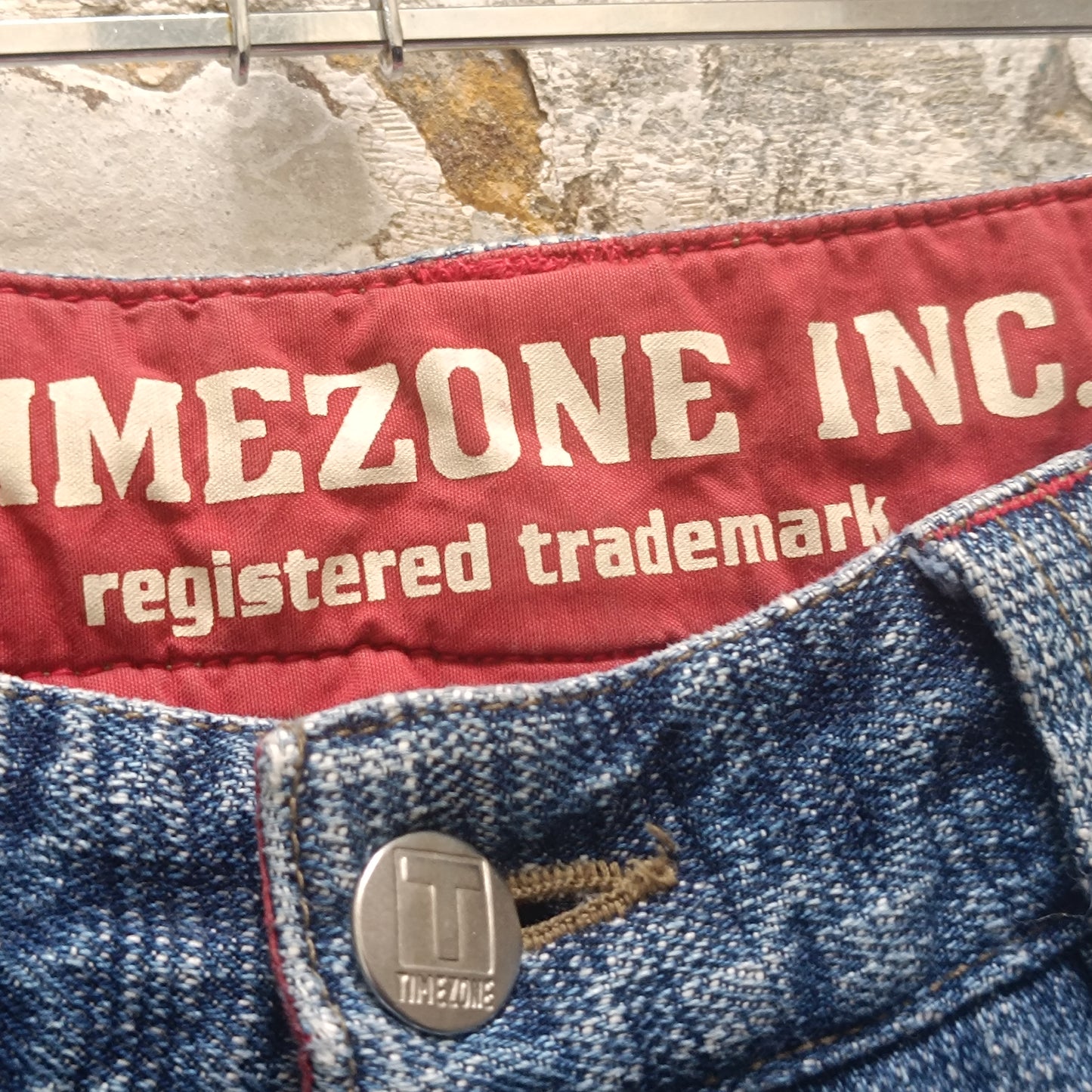 Vintage Timezone Jeans Y2K Patchwork Denim Pants Blue 2000s Wide Leg Trousers