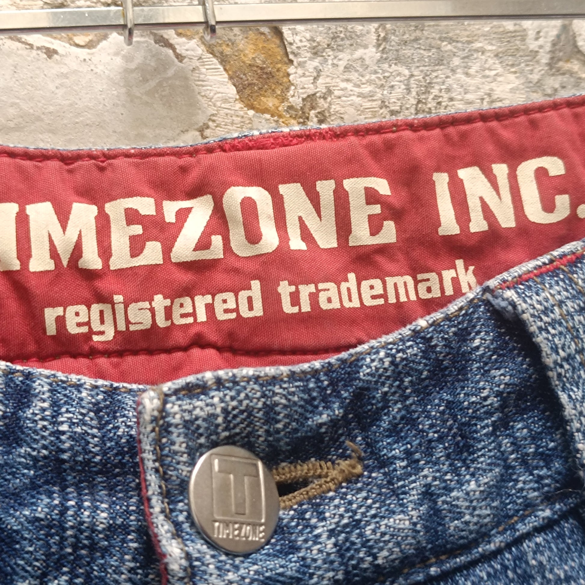 Vintage Timezone Jeans Y2K Patchwork Denim Pants Blue 2000s Wide Leg Trousers