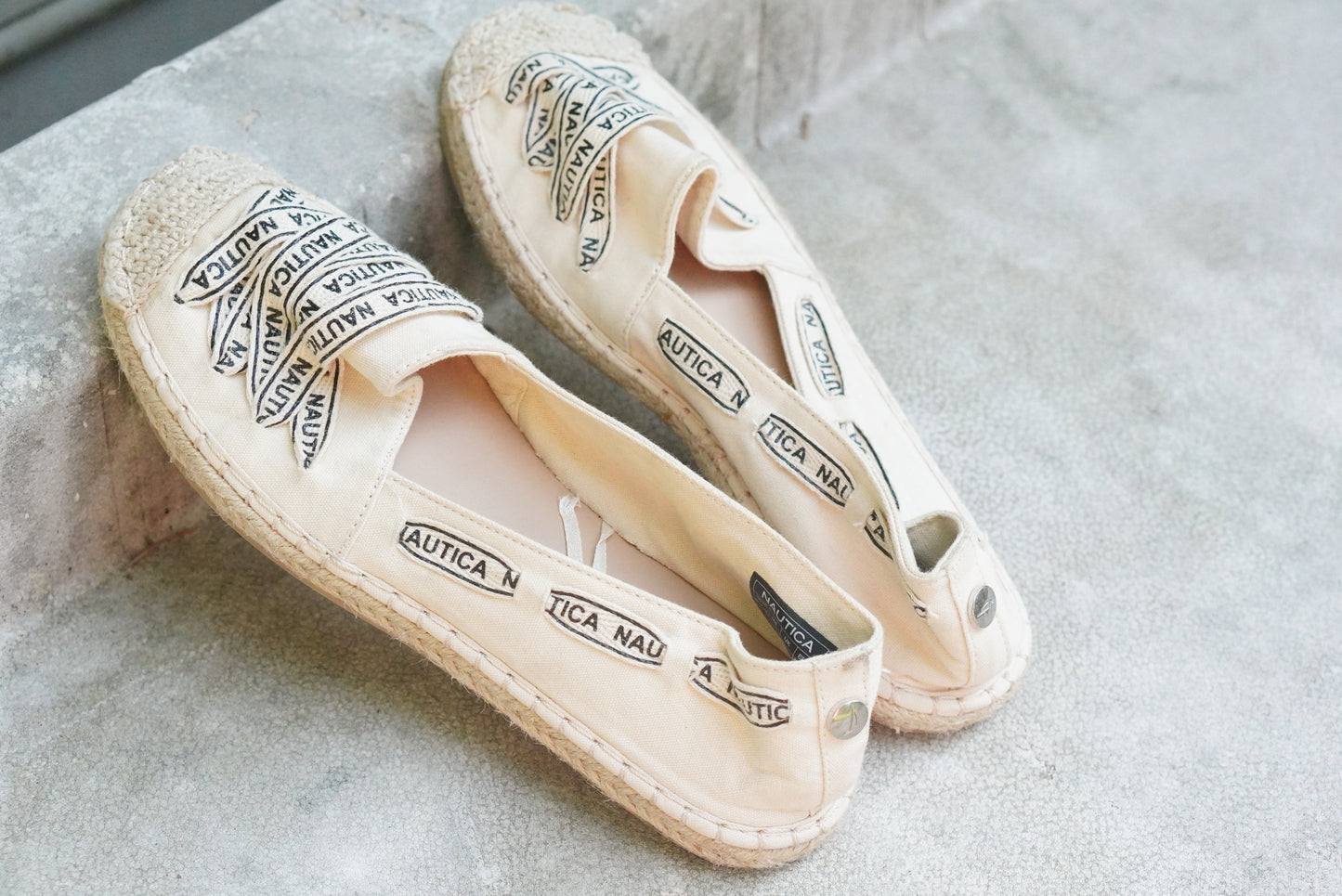 Nautica Retro Style Cream Canvas Espadrilles - Size US 7