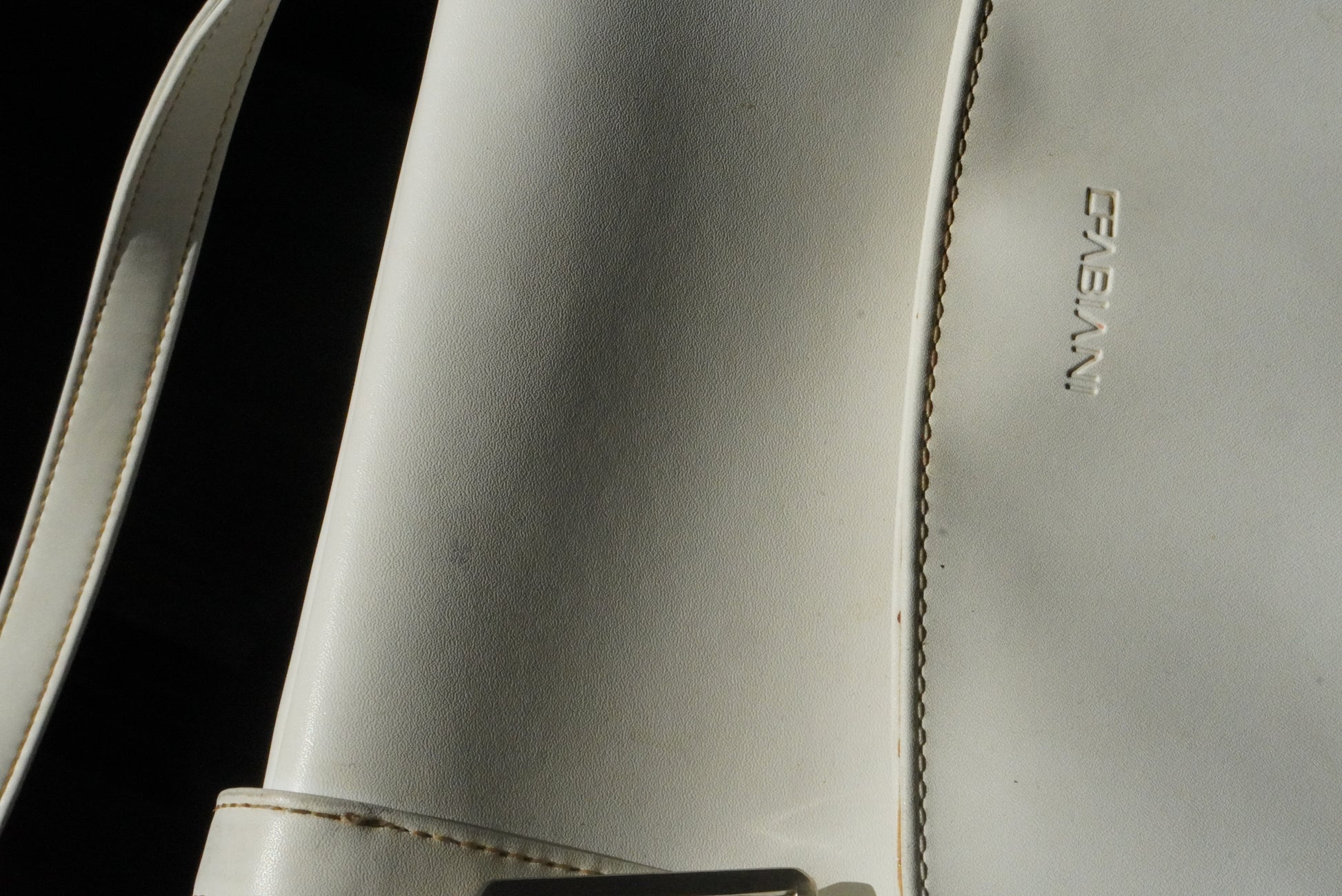 Vintage C Fabiani White Bag 90s Minimalist East West Shoulder Purse Retro Handbag
