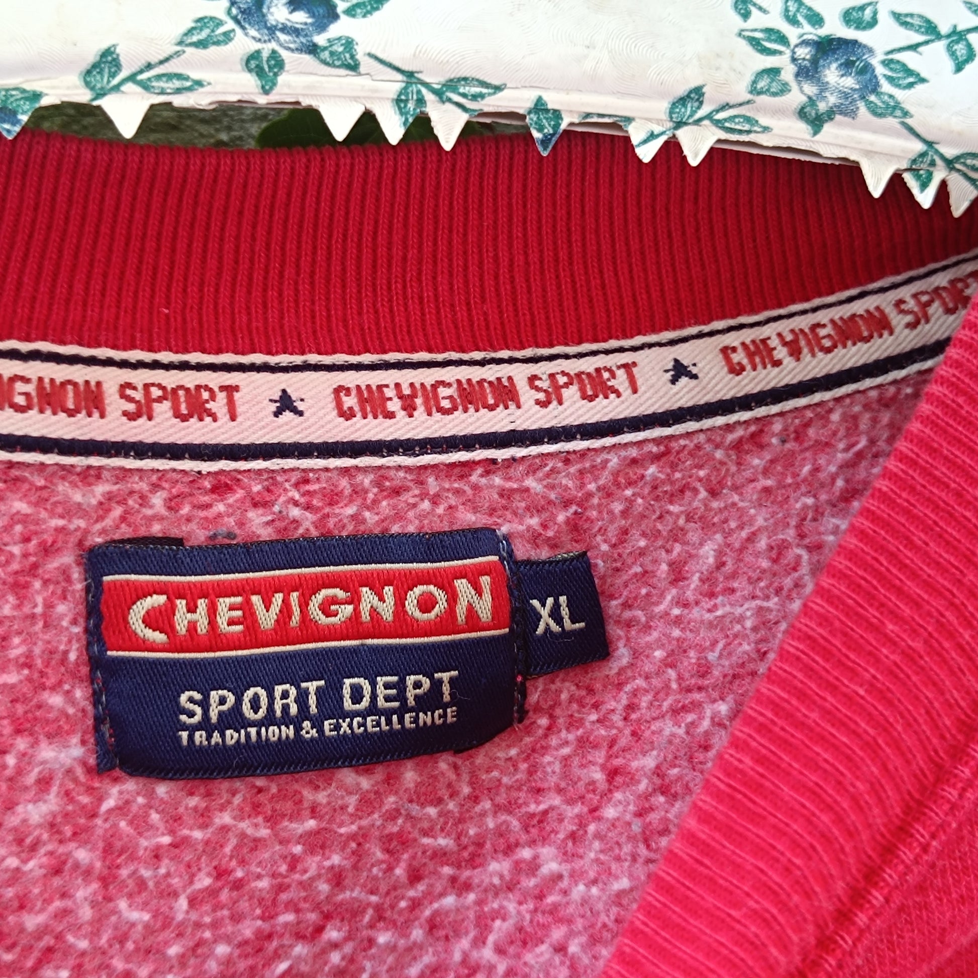 Vintage Chevignon Sweatshirt - 90s Red Graphic Crewneck Jumper