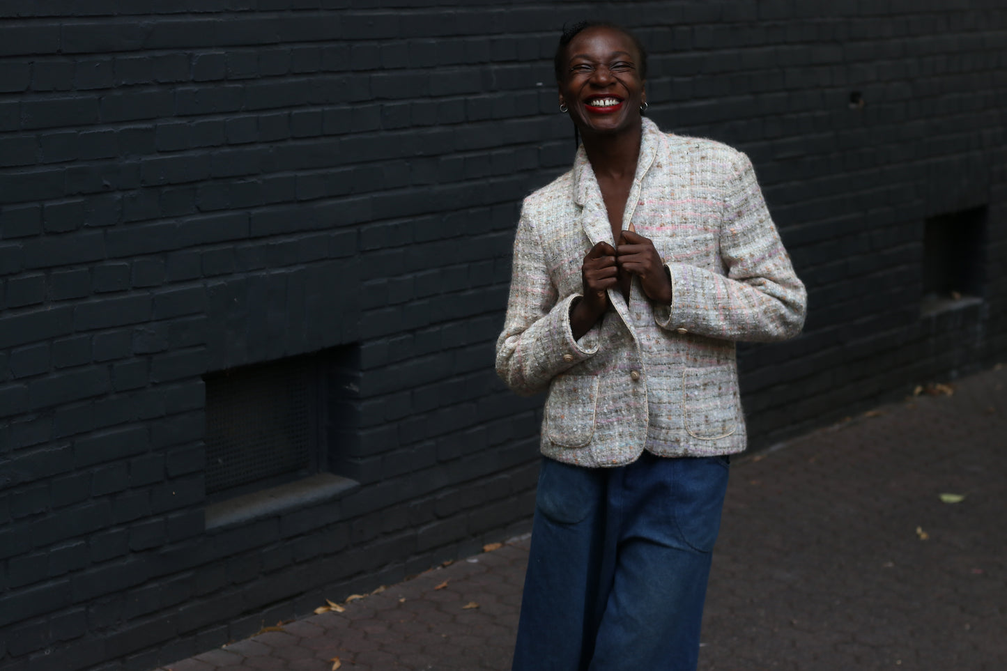 90s Tweed Blazer - Vintage Cream  Création Avance Wool Blend Jacket - M/L
