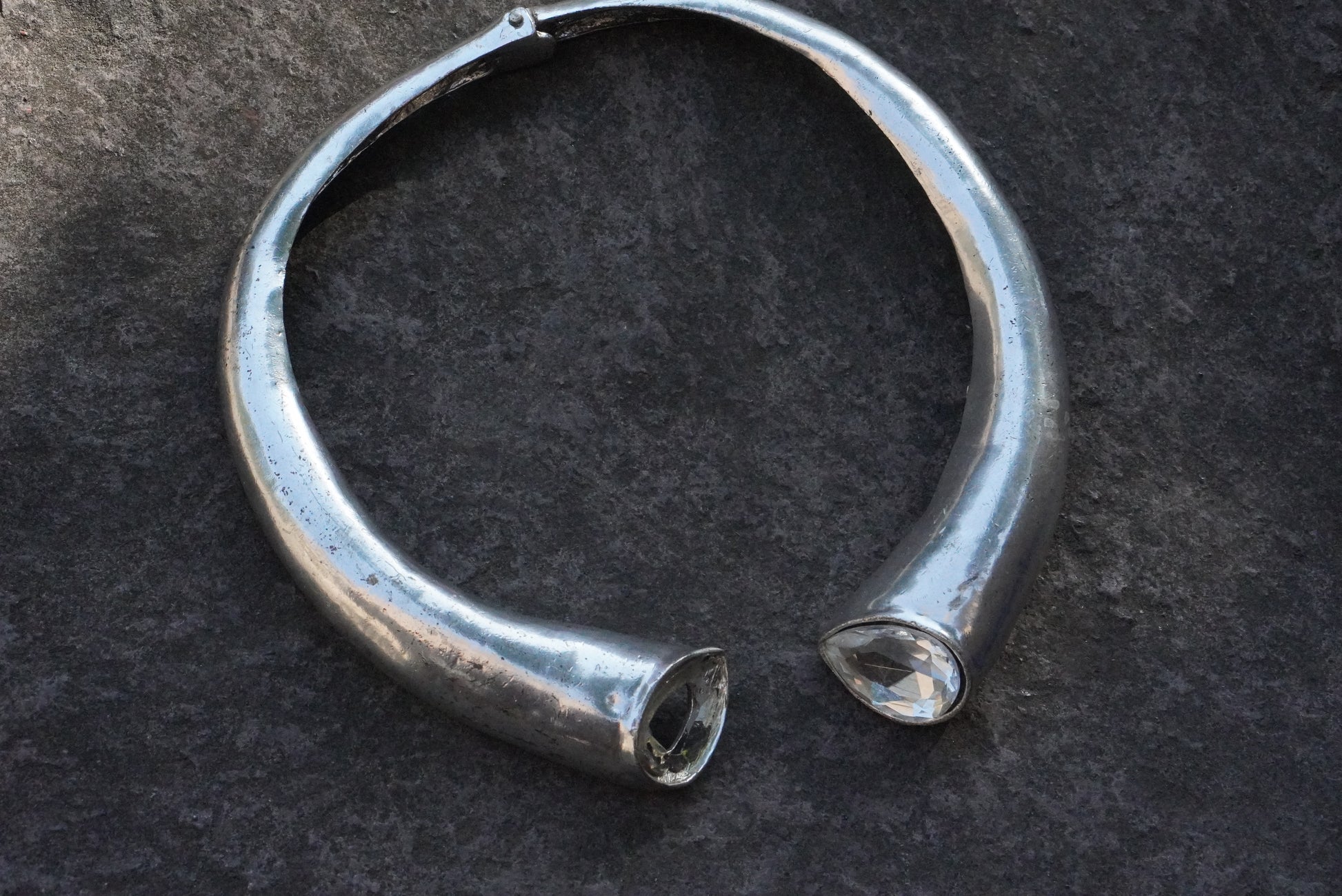 Choker Necklace - 1980s Vintage - Silver Crystal | Onesize