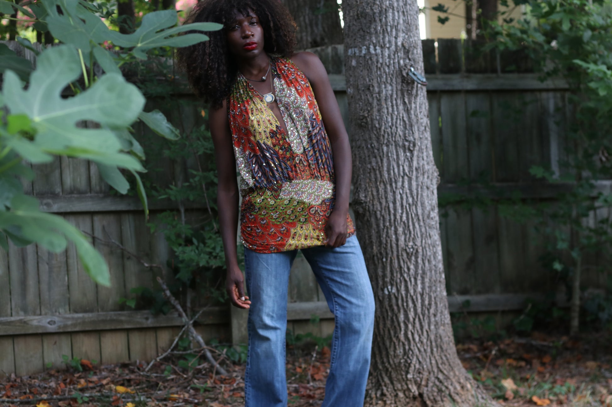 Vintage 2000s Halter Neck Top - Y2K Sequin Boho Tunic Shirt