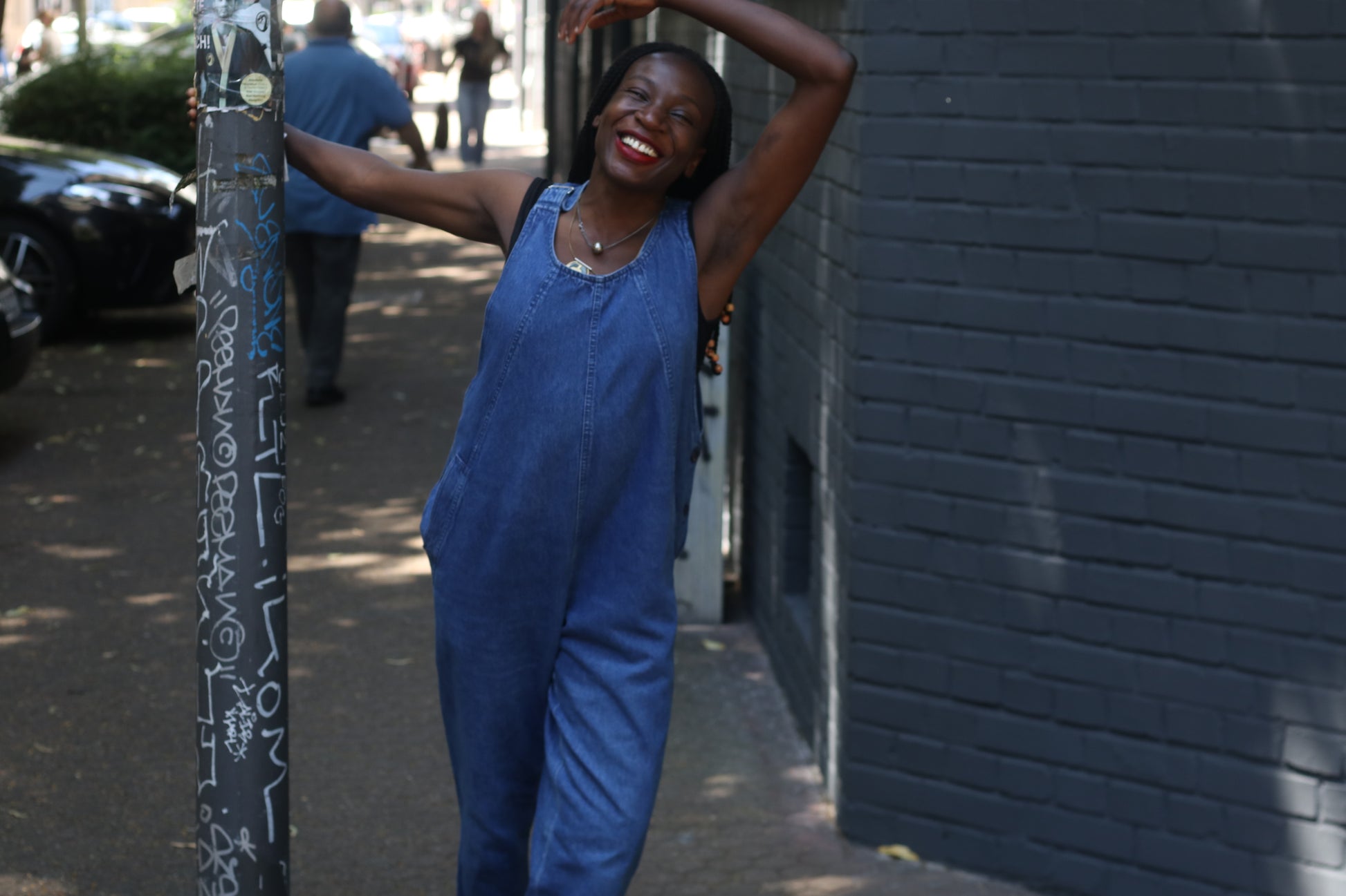 Vintage 80s Denim Jumpsuit Sleeveless Blue Jean Overalls 1980s One Piece Utility