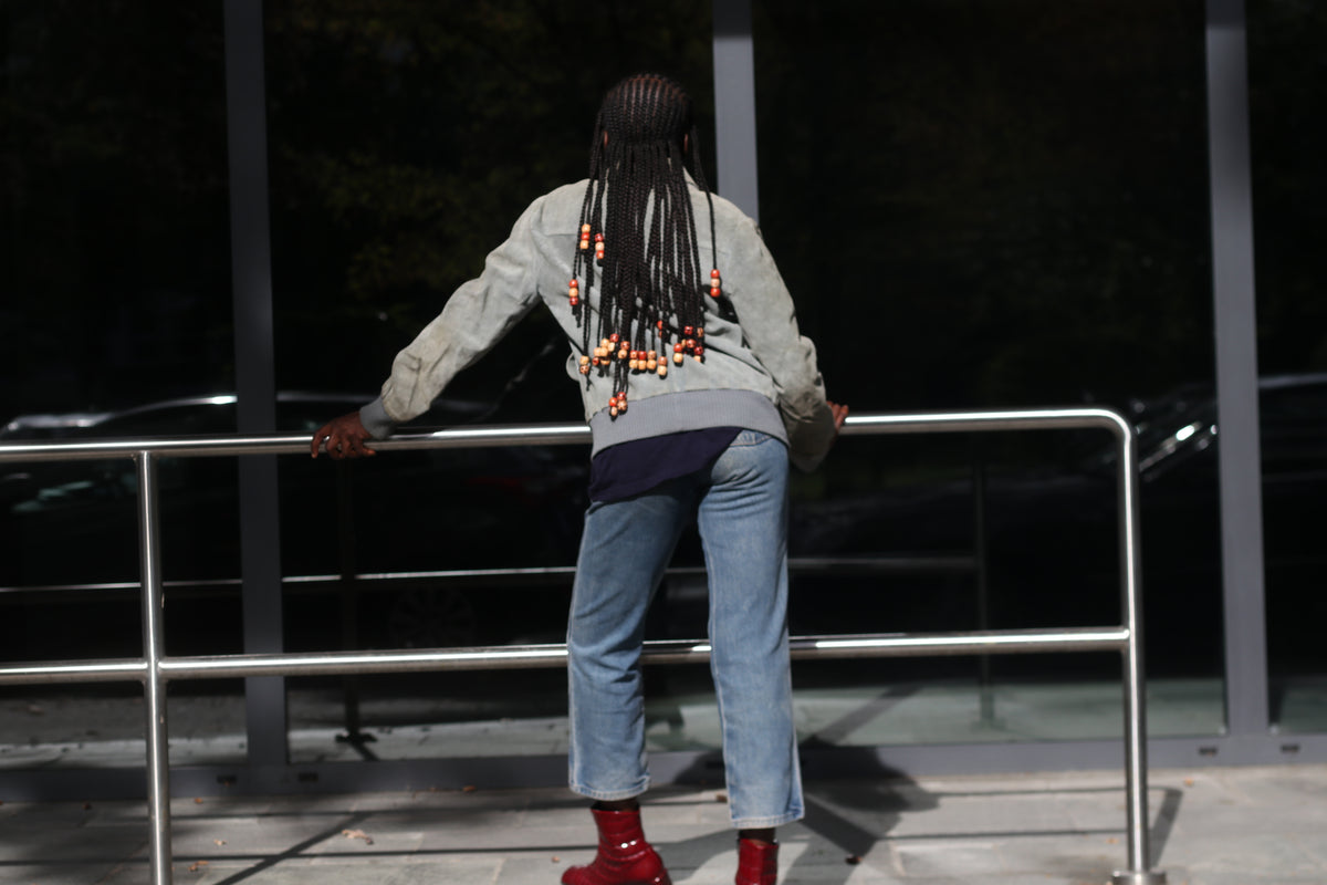 Suede Bomber Jacket | Vintage 70s Grey Suede Flight Coat | Size M