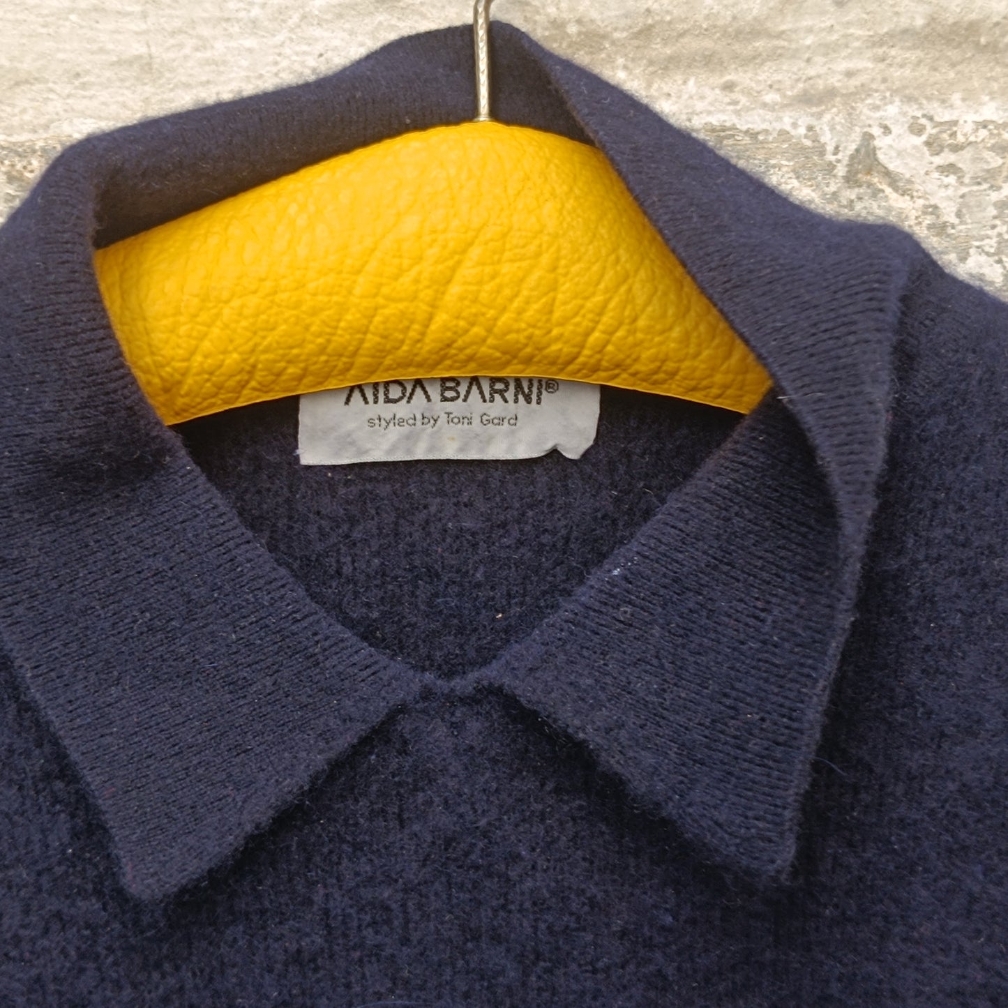 Vintage Navy Cashmere Sweater | Y2k Collared Pullover Jumper M