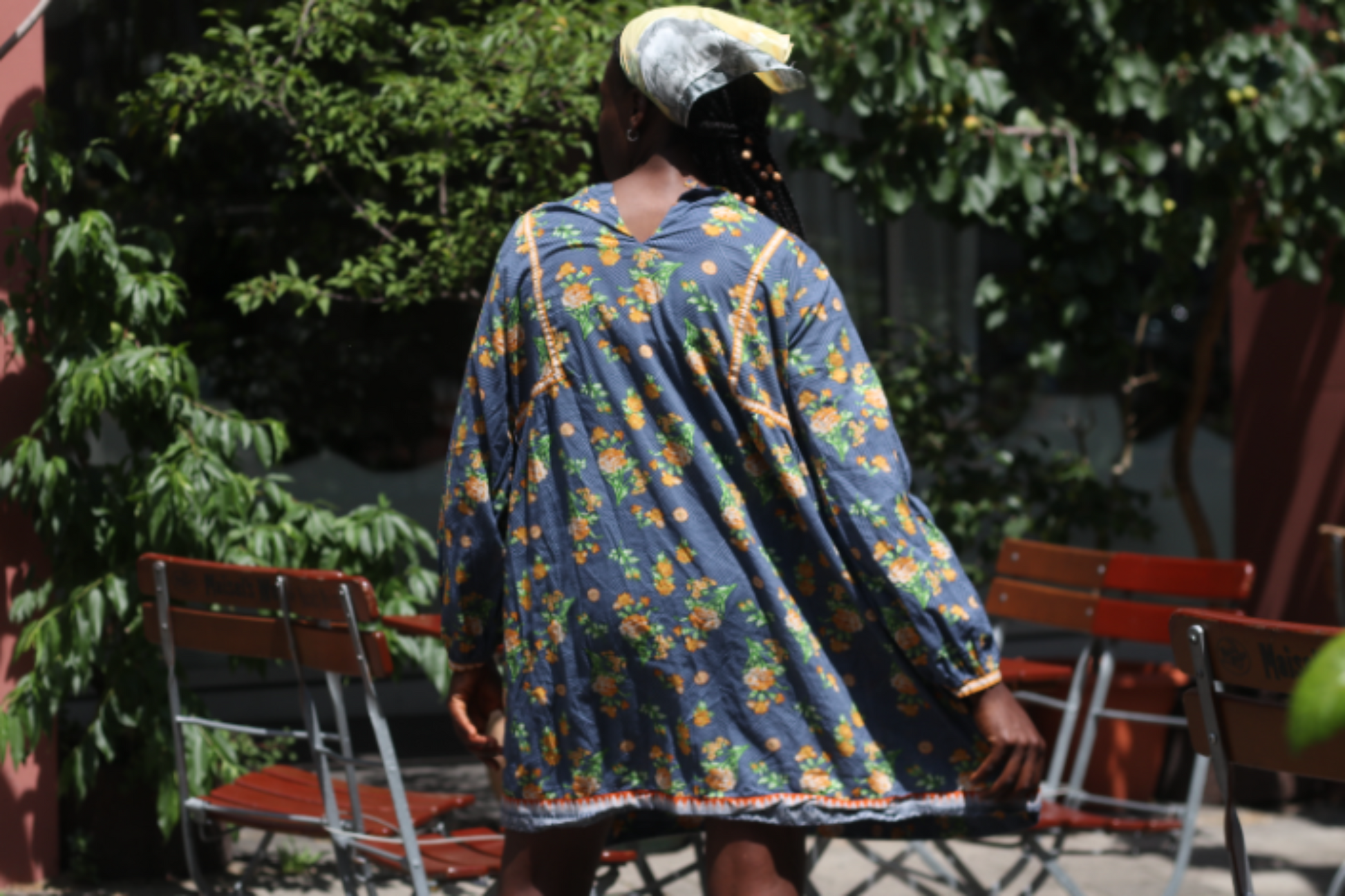 Blue Floral Babydoll Smock Mini Dress - Retro 70s Style by Sapphire