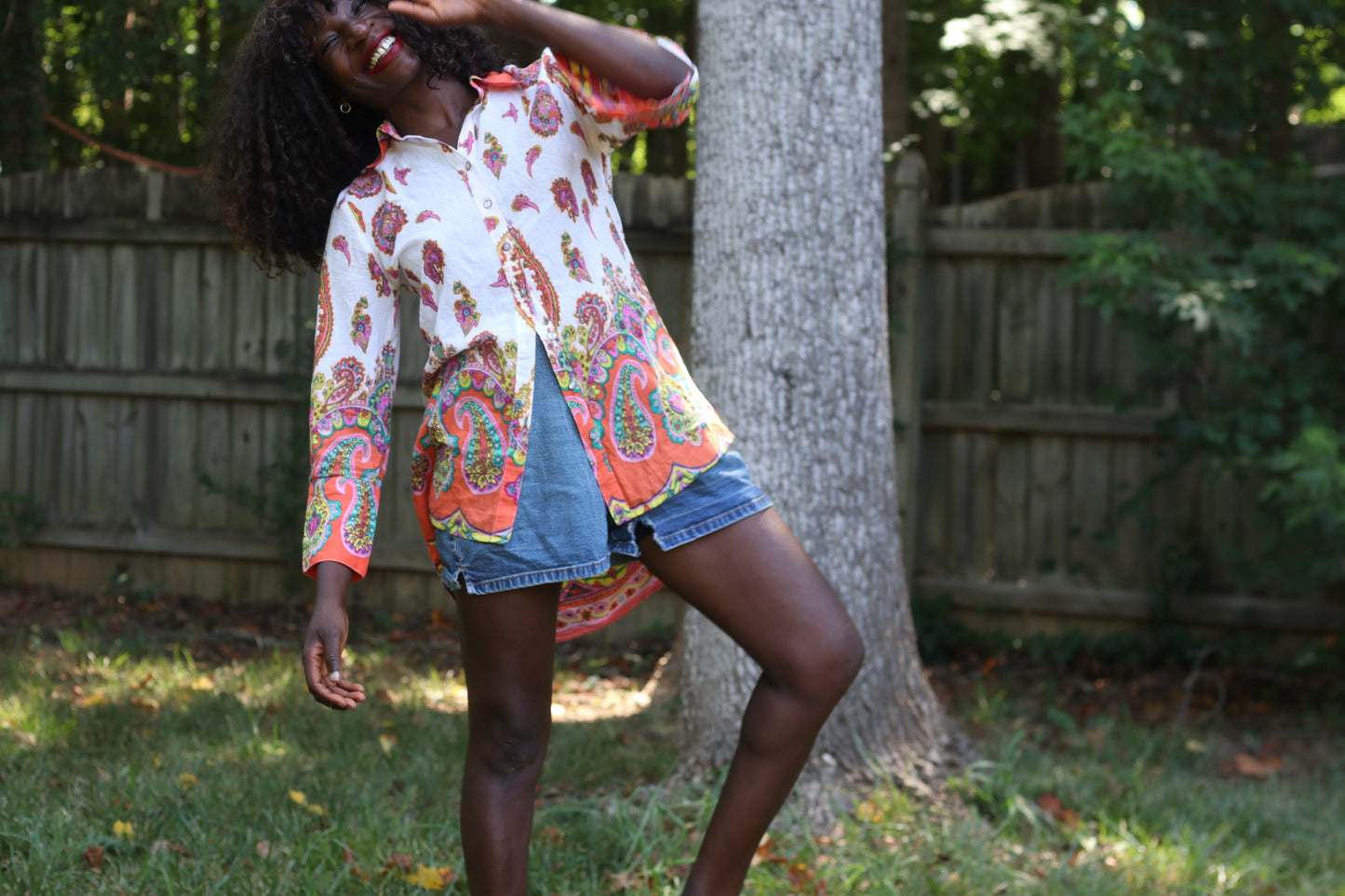 Bella Sky 70s Style Paisley Cotton Shirt