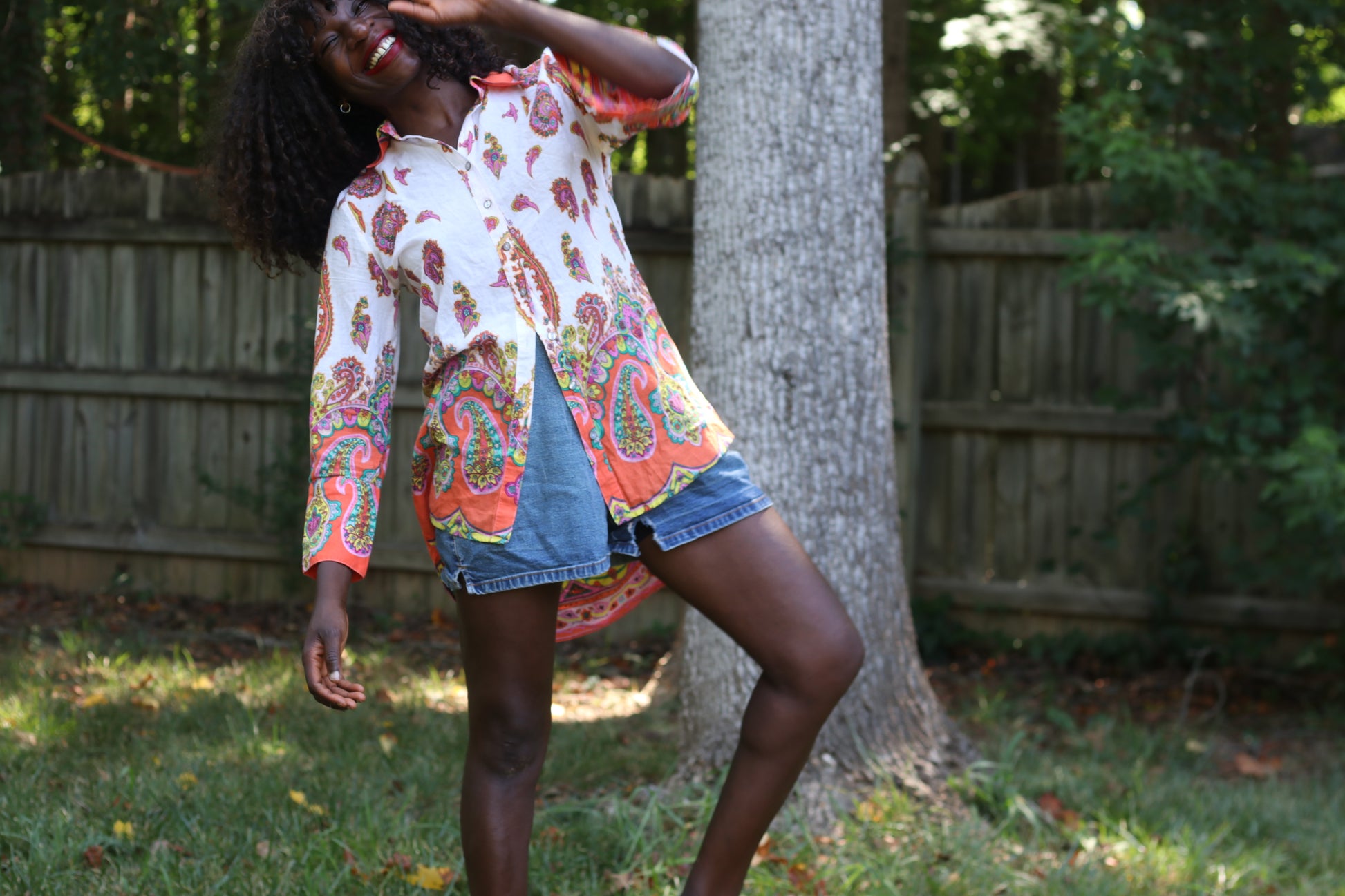 Bella Sky 70s Style Paisley Cotton Shirt