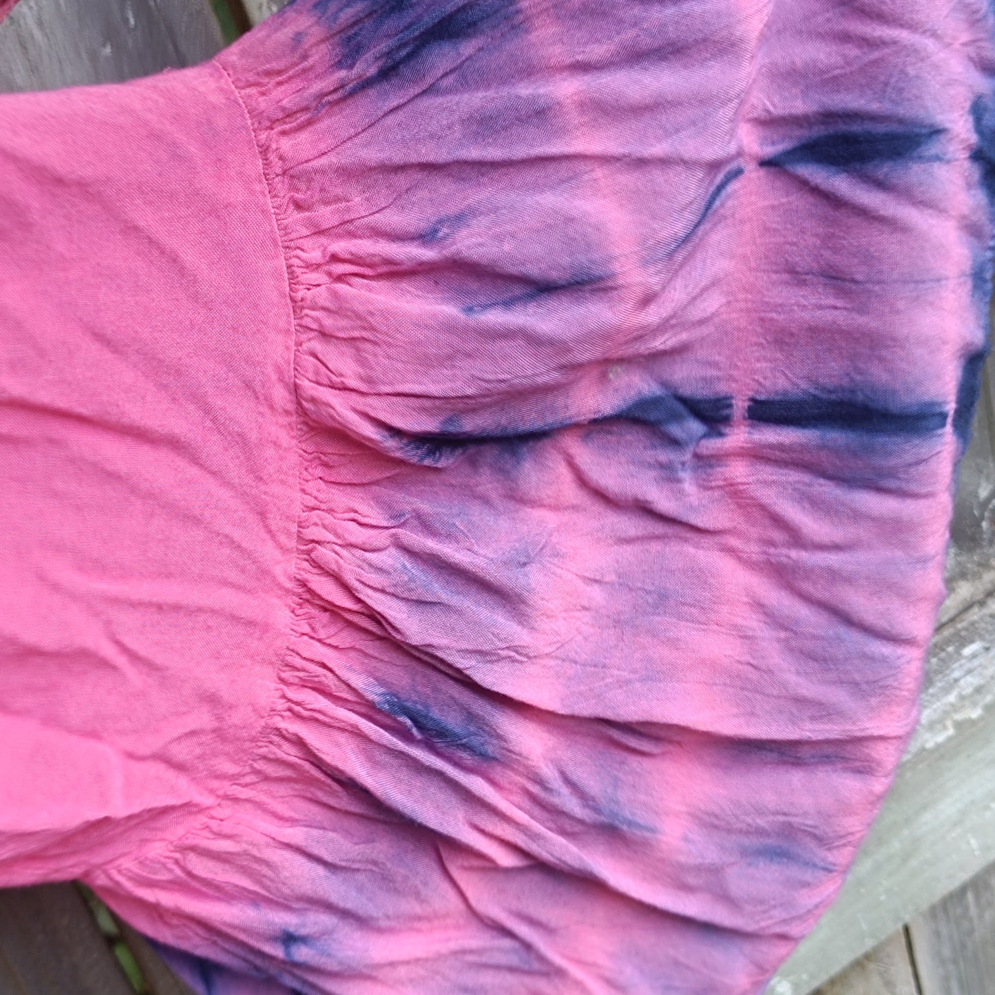 Vintage y2k Tie Dye Tunic Dress - Pink and Purple Bell Sleeve Mini