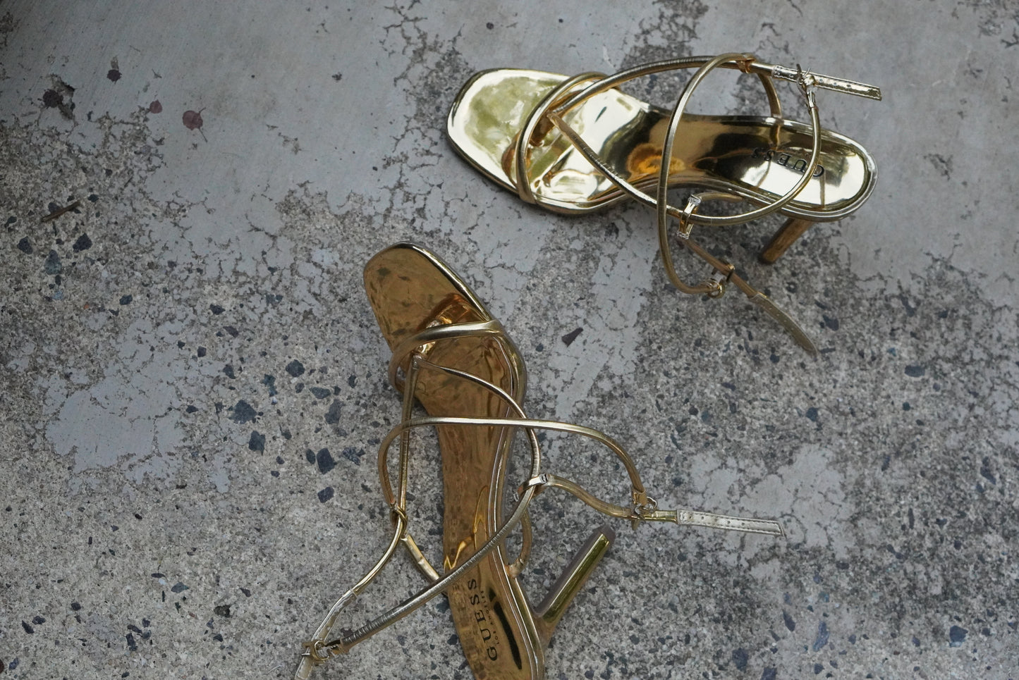 Guess Vintage Y2K Metallic Gold Strappy High Heels - Size 10M