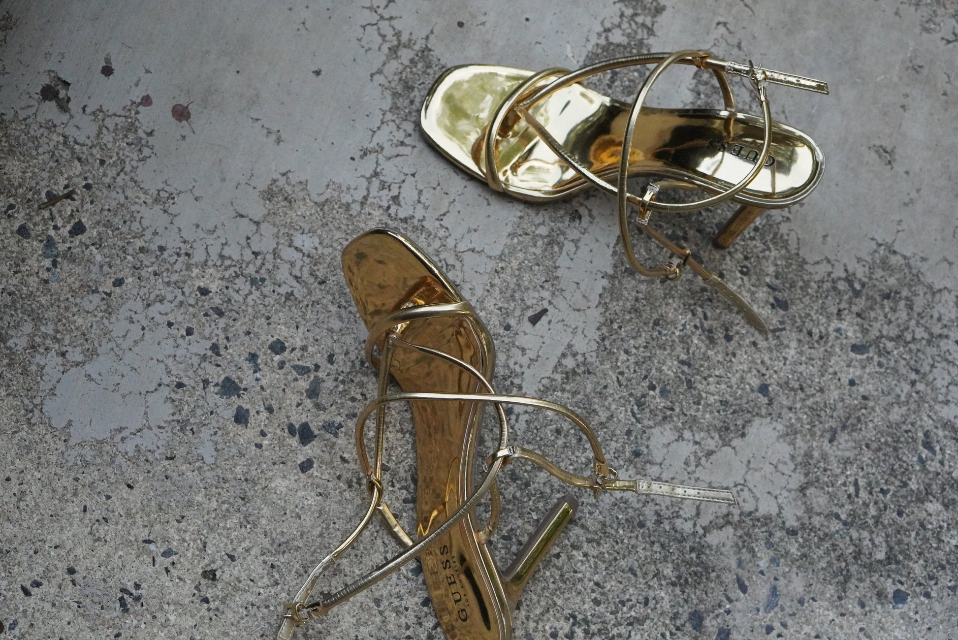 Guess Vintage Y2K Metallic Gold Strappy High Heels - Size 10M