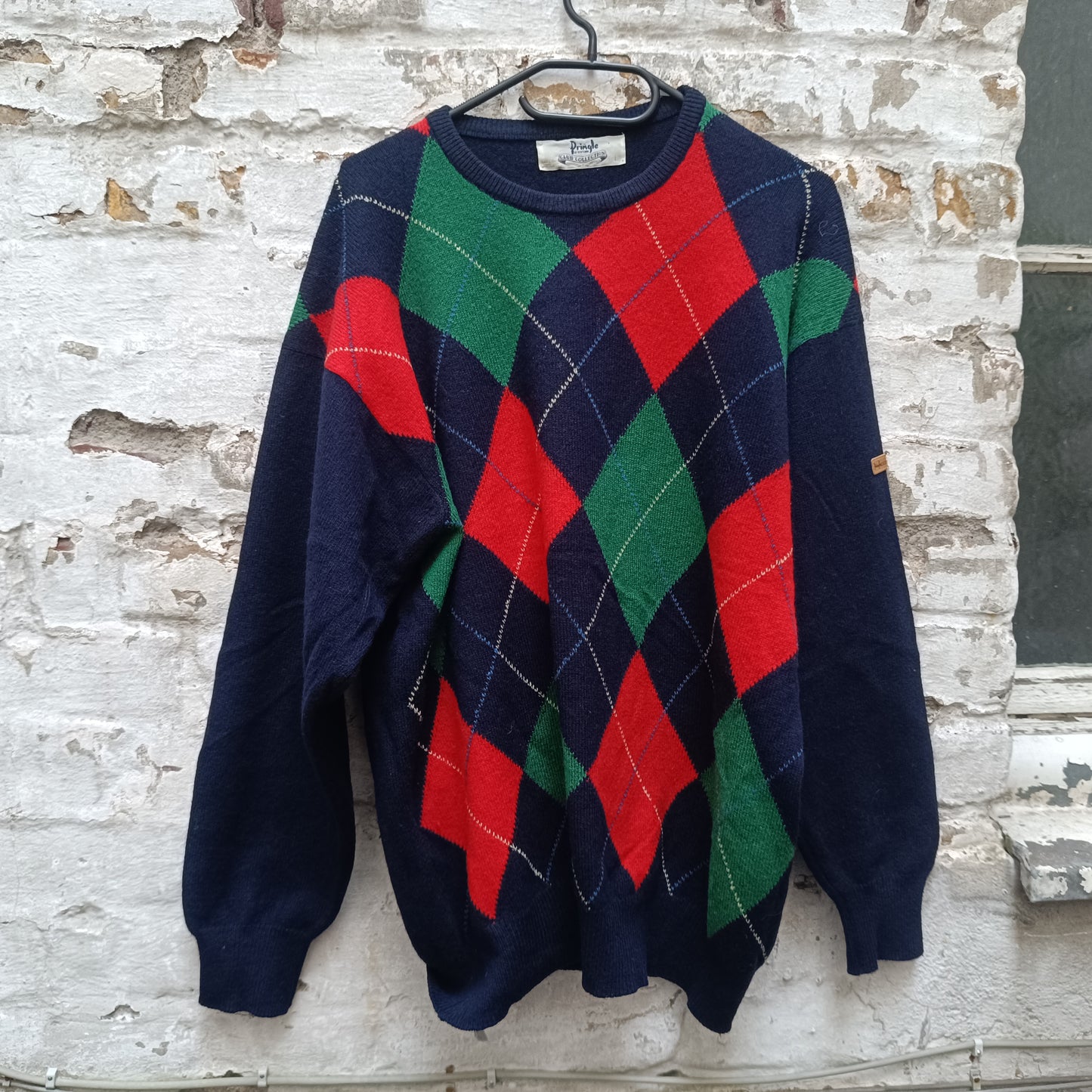 Argyle Wool Jumper | Vintage 90s Pringle Scotland Pullover L