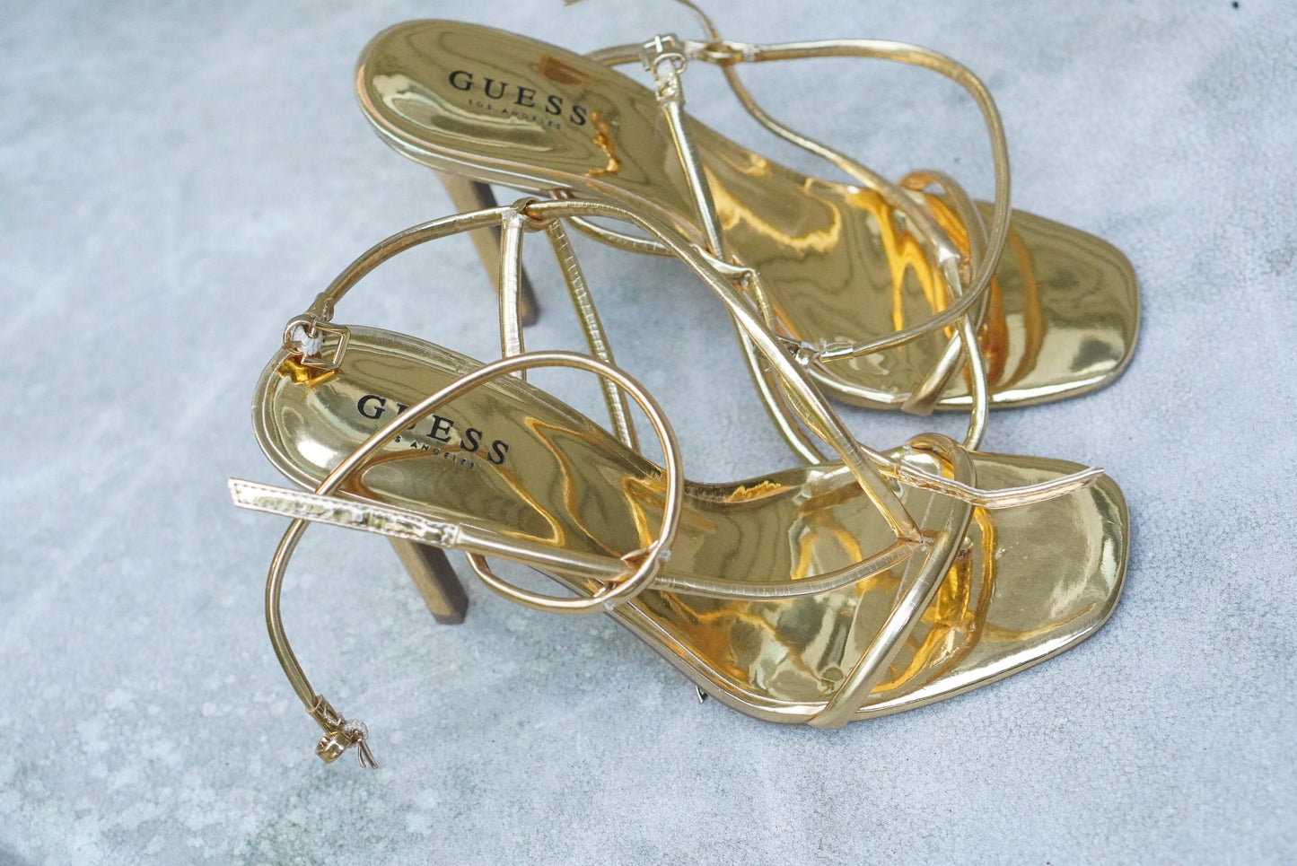 Guess Vintage Y2K Metallic Gold Strappy High Heels - Size 10M