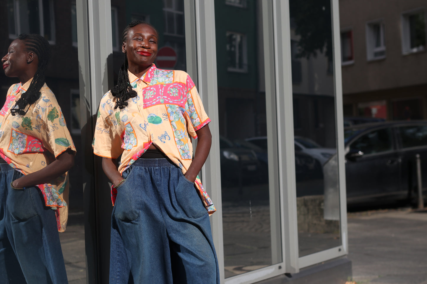 Vintage 80s Viscose Shirt - Nautical Sea Print Short Sleeve Blouse | Fits M/L